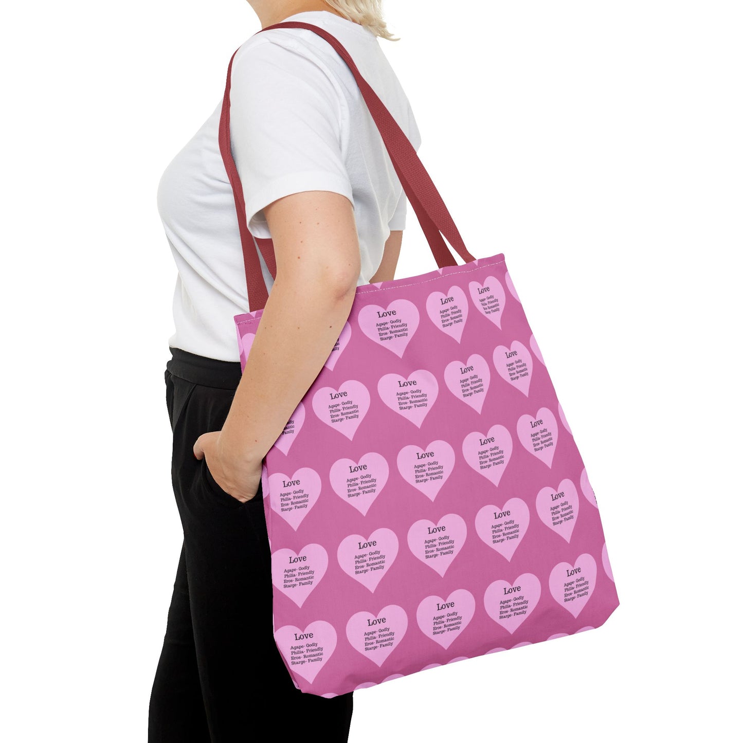 Pink Hearts Tote Bag (Light pink)