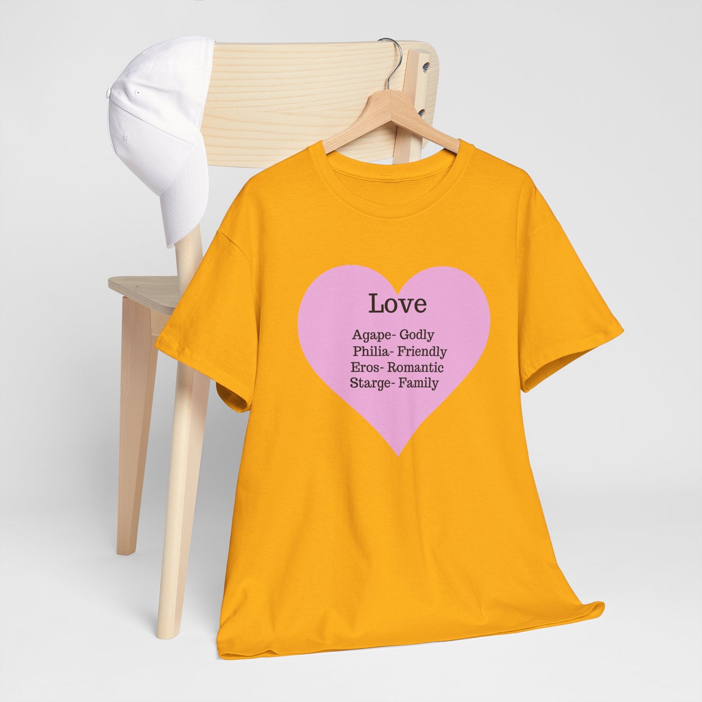 Unisex Love Heart Heavy Cotton T-Shirt - Comfortable Classic Fit Apparel