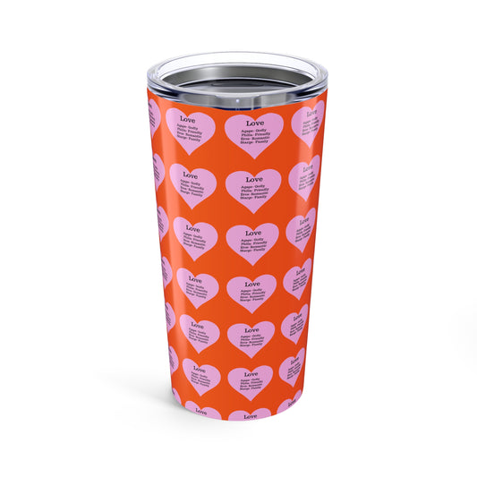 Charming Heart Insulated Stainless Steel Tumbler (20oz)(Orange)