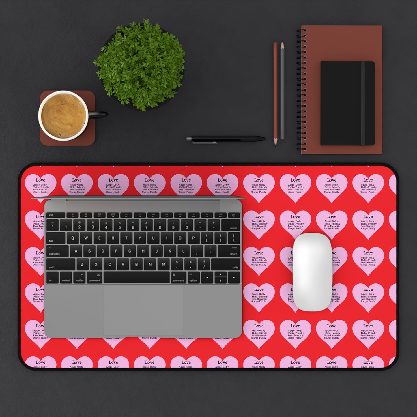 Love Hearts Desk Mat (Red)