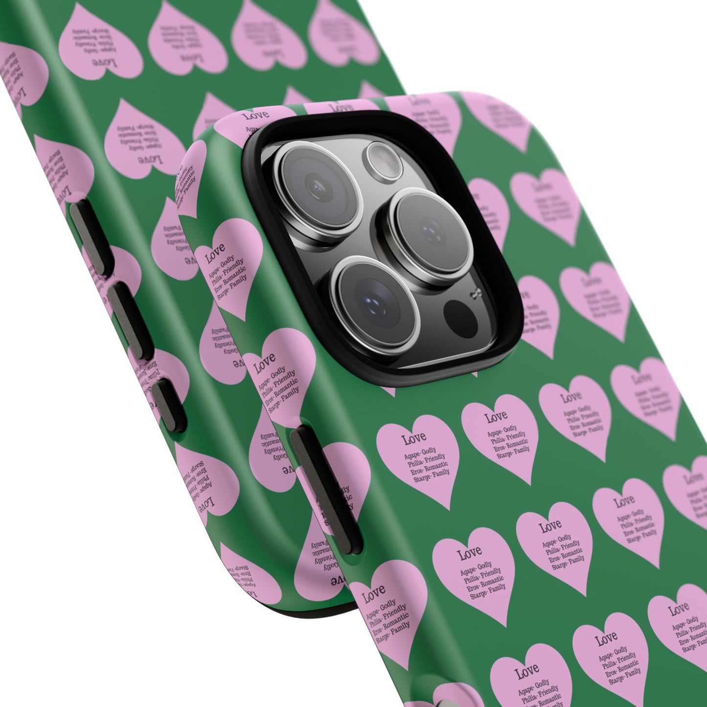 Hearts-A-Flutter Phone Case (iPhone, Google Pixel)(Dark green)