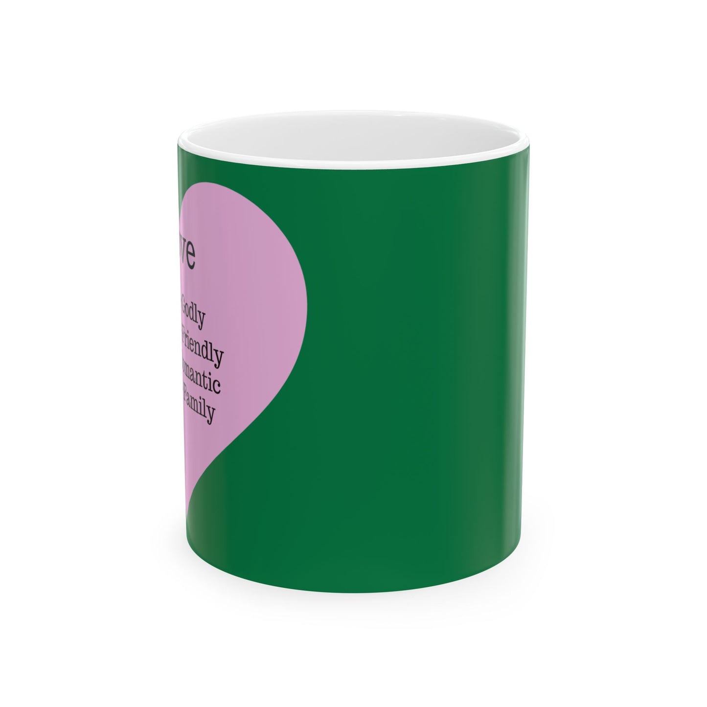 Charming Heart Ceramic Coffee Mug (Dark green)