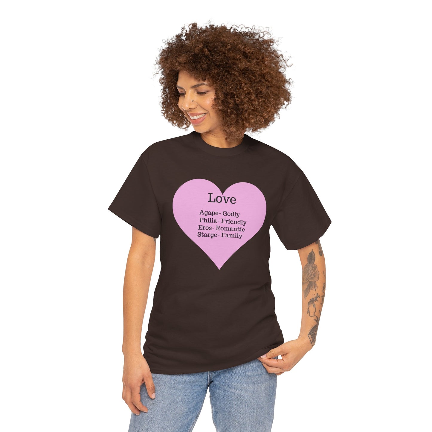 Unisex Love Heart Heavy Cotton T-Shirt - Comfortable Classic Fit Apparel