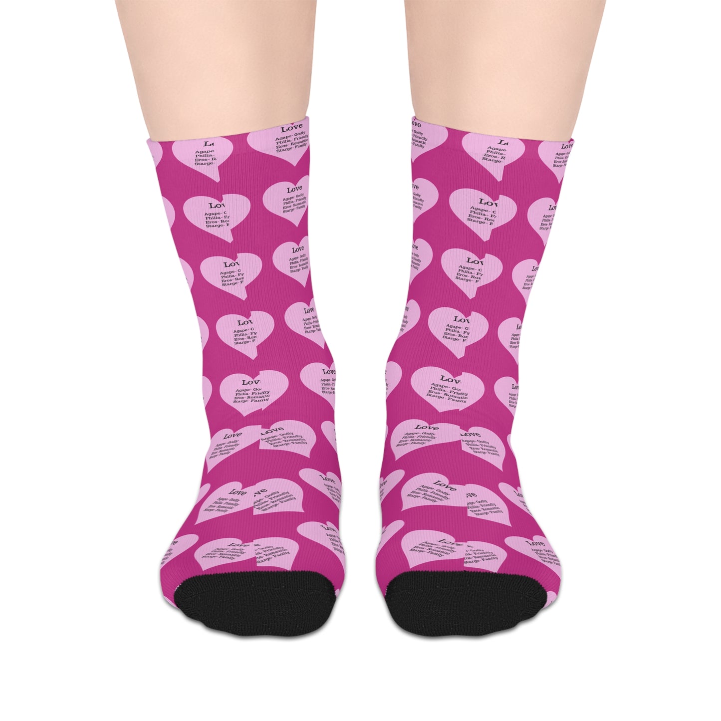 The Love Hearts Mid-Length Socks (Pink)