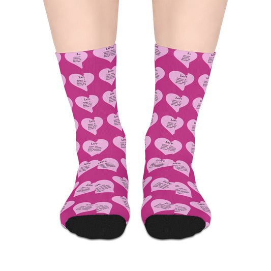 The Love Hearts Mid-Length Socks (Pink)