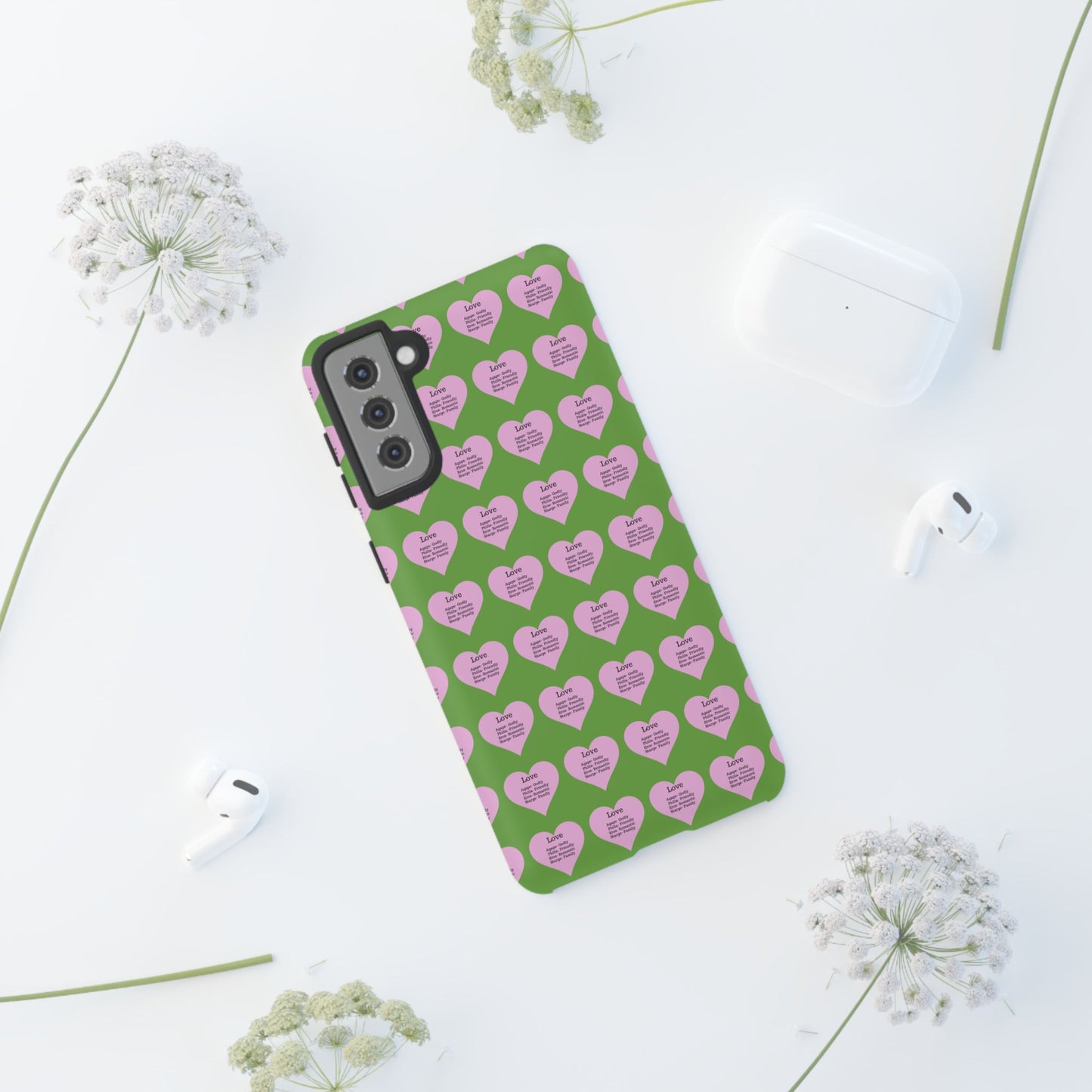 Hearts-A-Flutter Phone Case (Samsung)(Green)