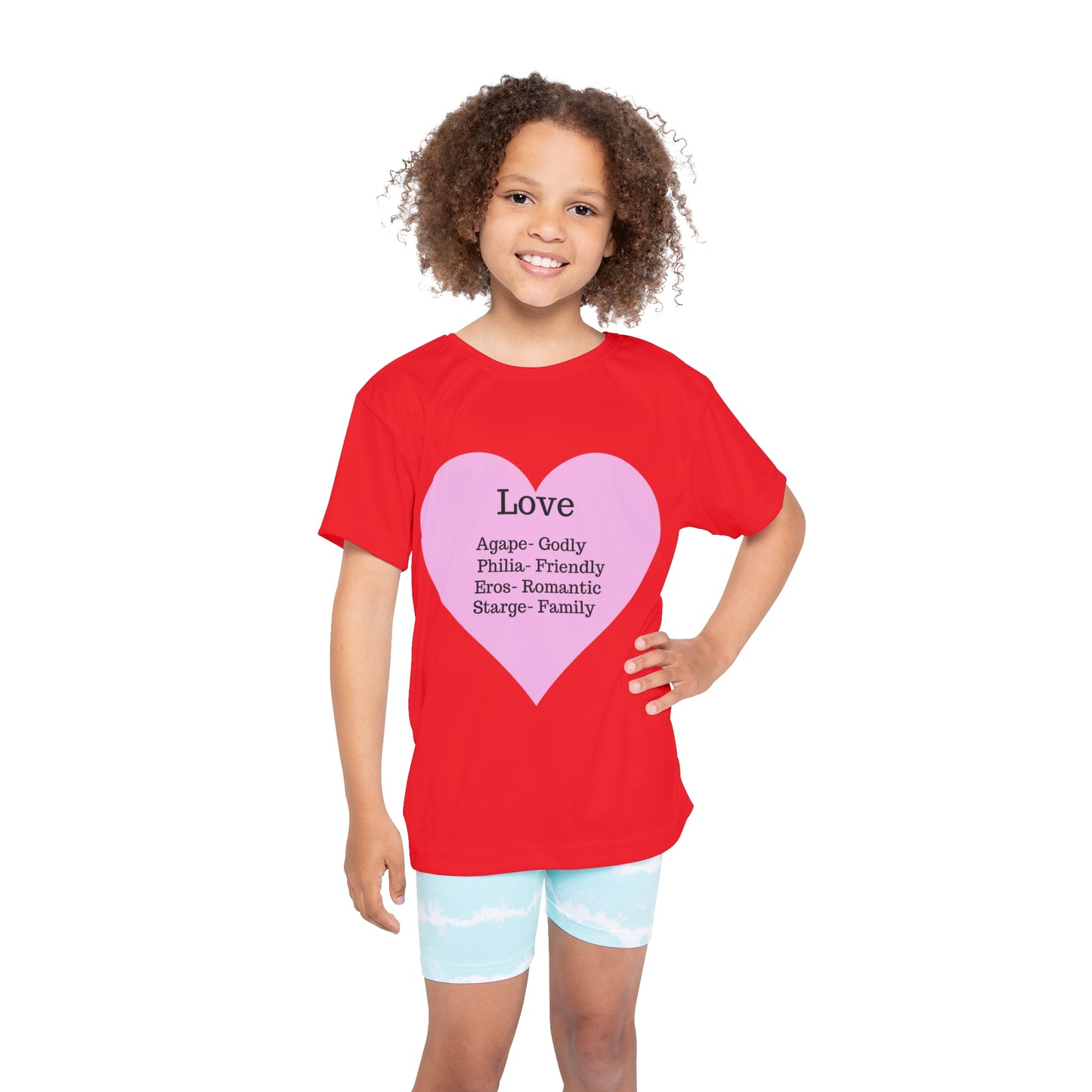 Types of Love Heart Kids Performance Jersey (Red)