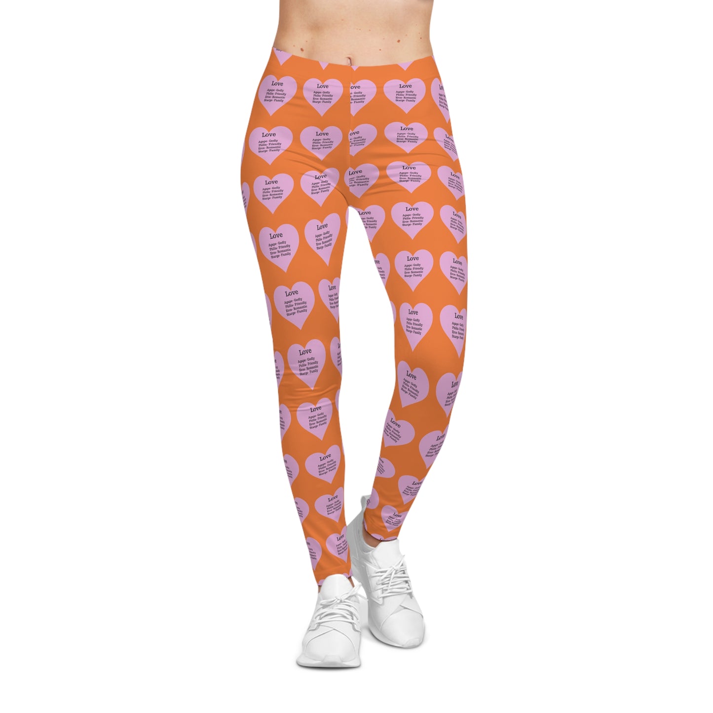 Playful Pink Heart Print Women's Casual Leggings (Crusta)