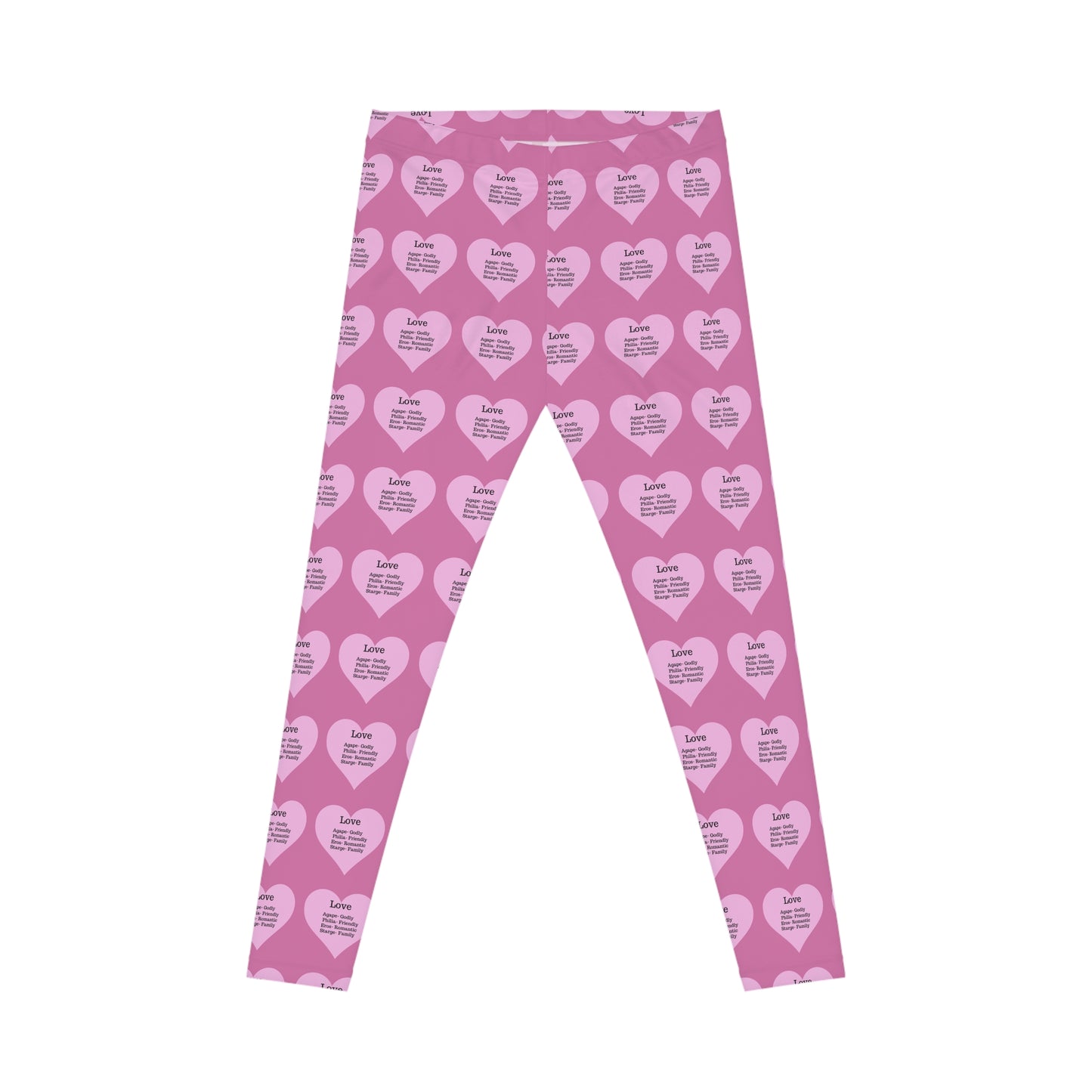 Playful Pink Heart Print Women's Casual Leggings (Light Pink)