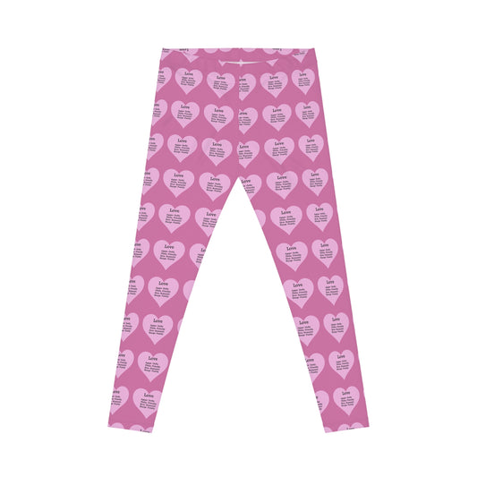 Playful Pink Heart Print Women's Casual Leggings (Light Pink)