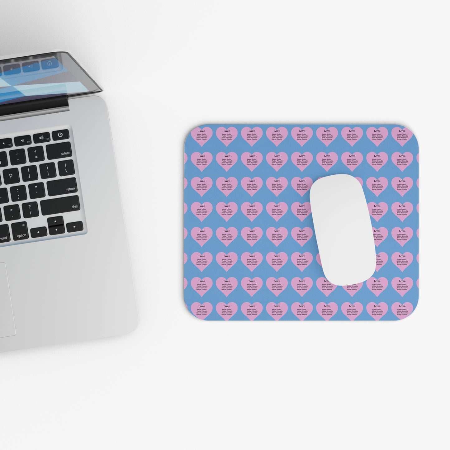 The Four Loves Mouse Pad Pattern Look (Light blue)