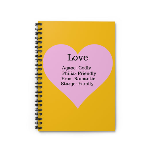 Charming Heart Spiral Notebook - Ruled Pages (Yellow)