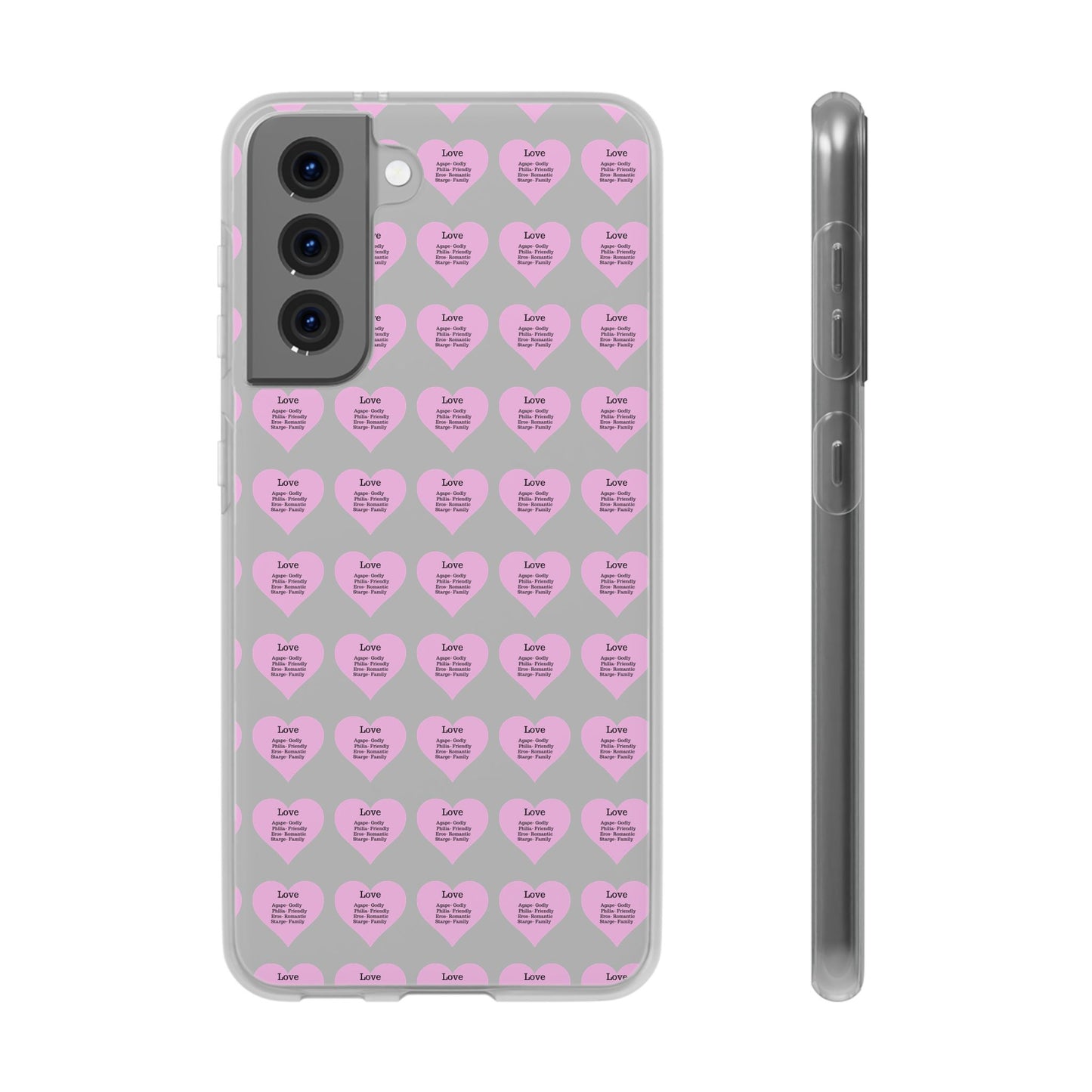Pink Hearts Transparent Phone Case
