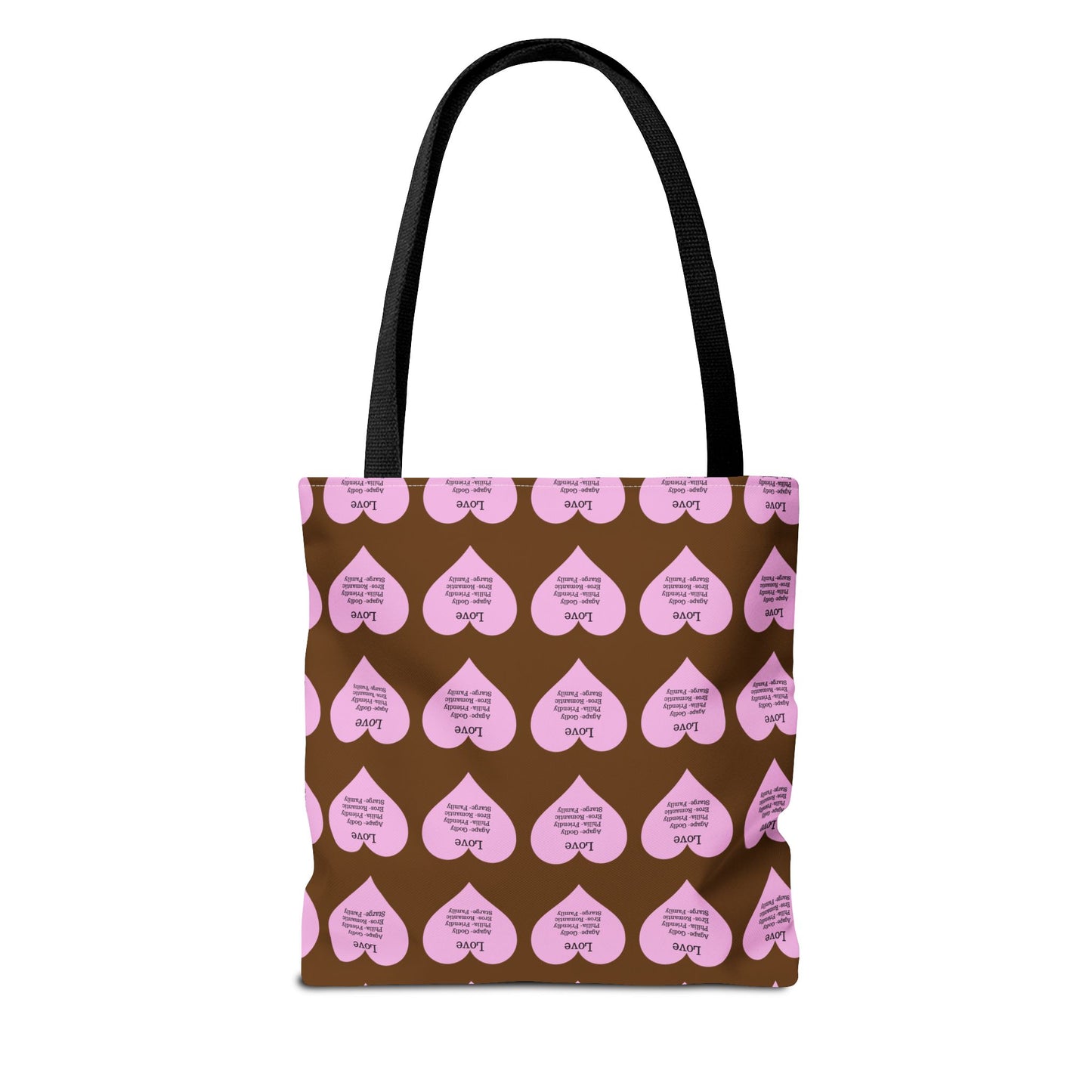 Pink Hearts Tote Bag (Brown)