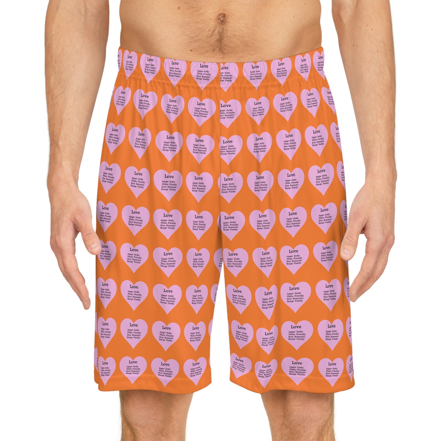 Love Heart All-Over-Print Basketball Shorts (Crusta)