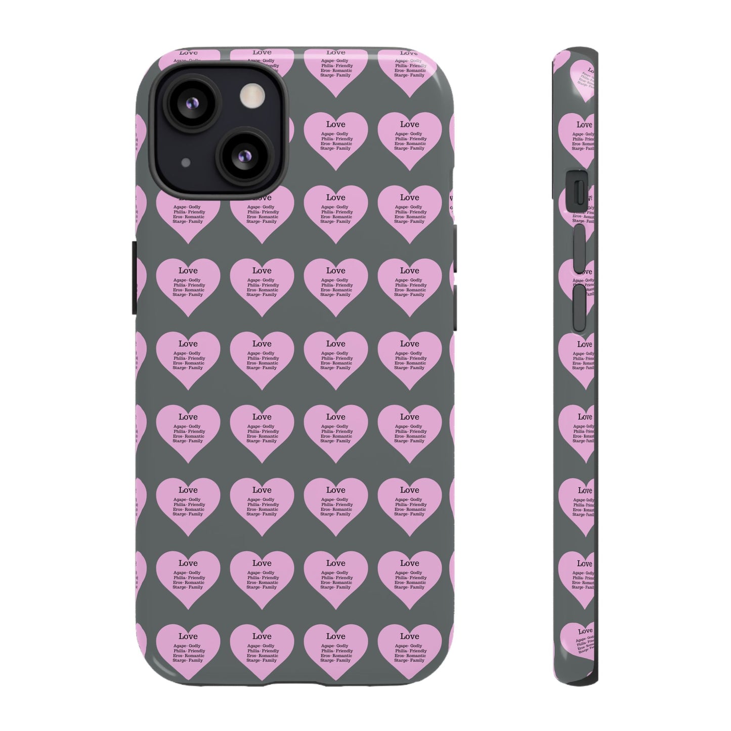Hearts-A-Flutter Phone Case (iPhone, Google Pixel)(Dark grey)