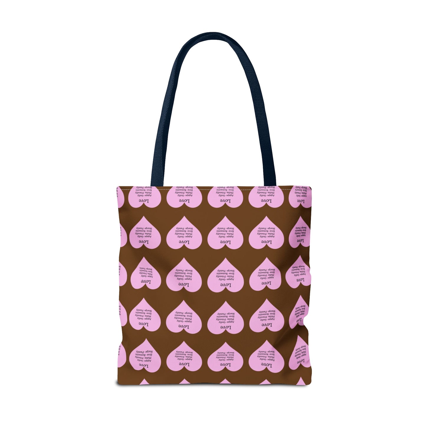 Pink Hearts Tote Bag (Brown)