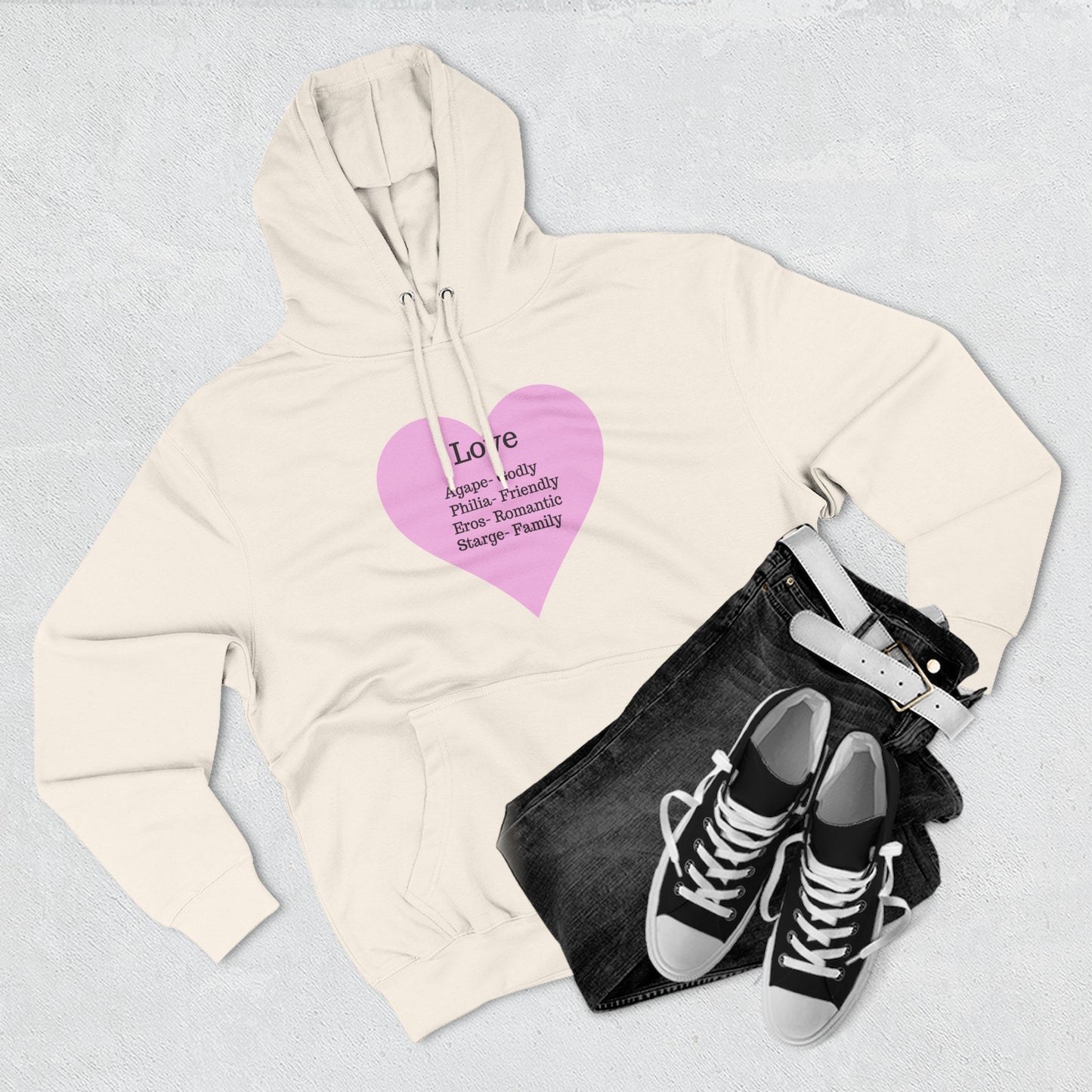 Cozy Heartfelt Love Fleece Hoodie | Soft Three-Panel Everyday Comfort