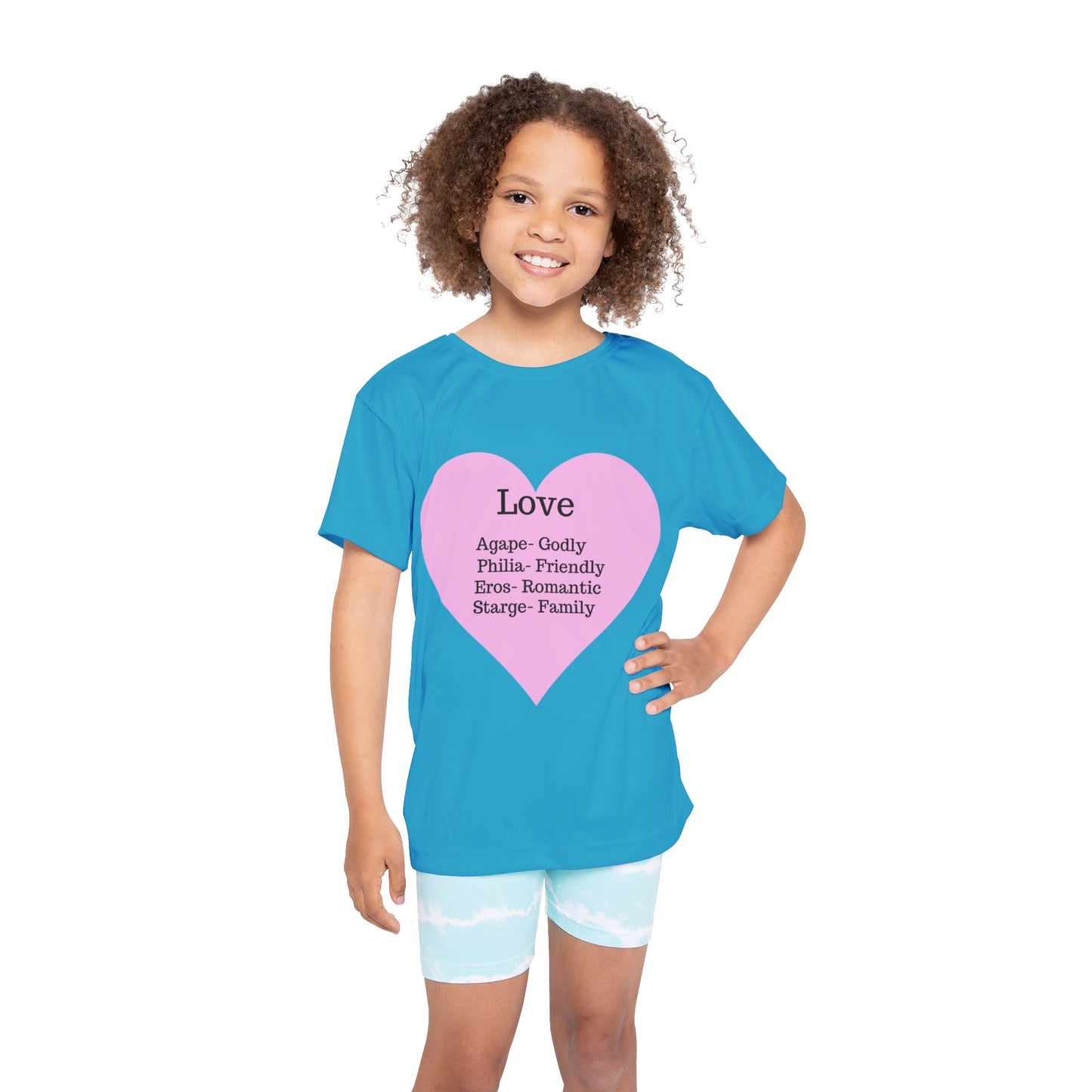 Types of Love Heart Kids Performance Jersey (Turquoise)