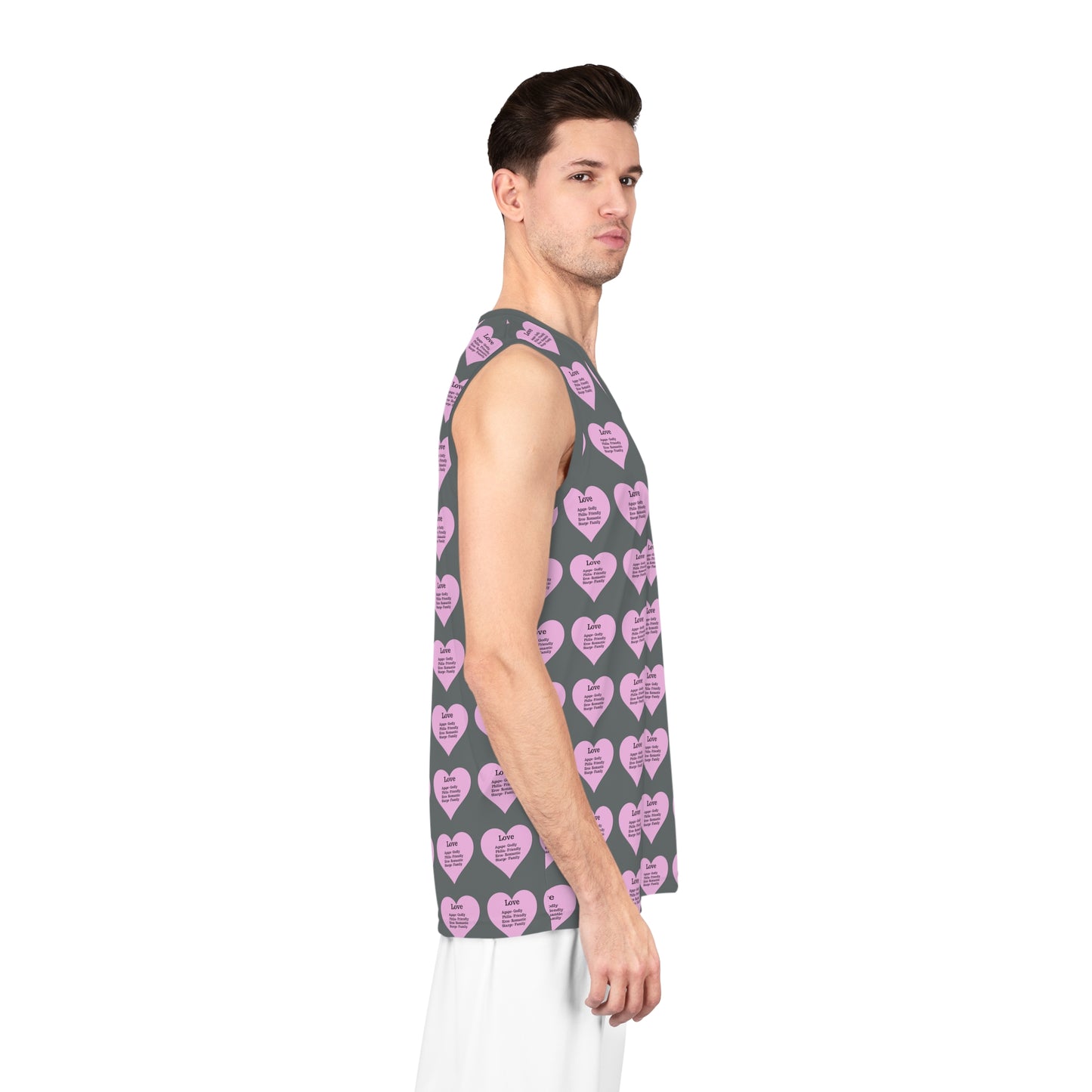 Love Heart All-Over-Print Basketball Jersey (Dark Grey)