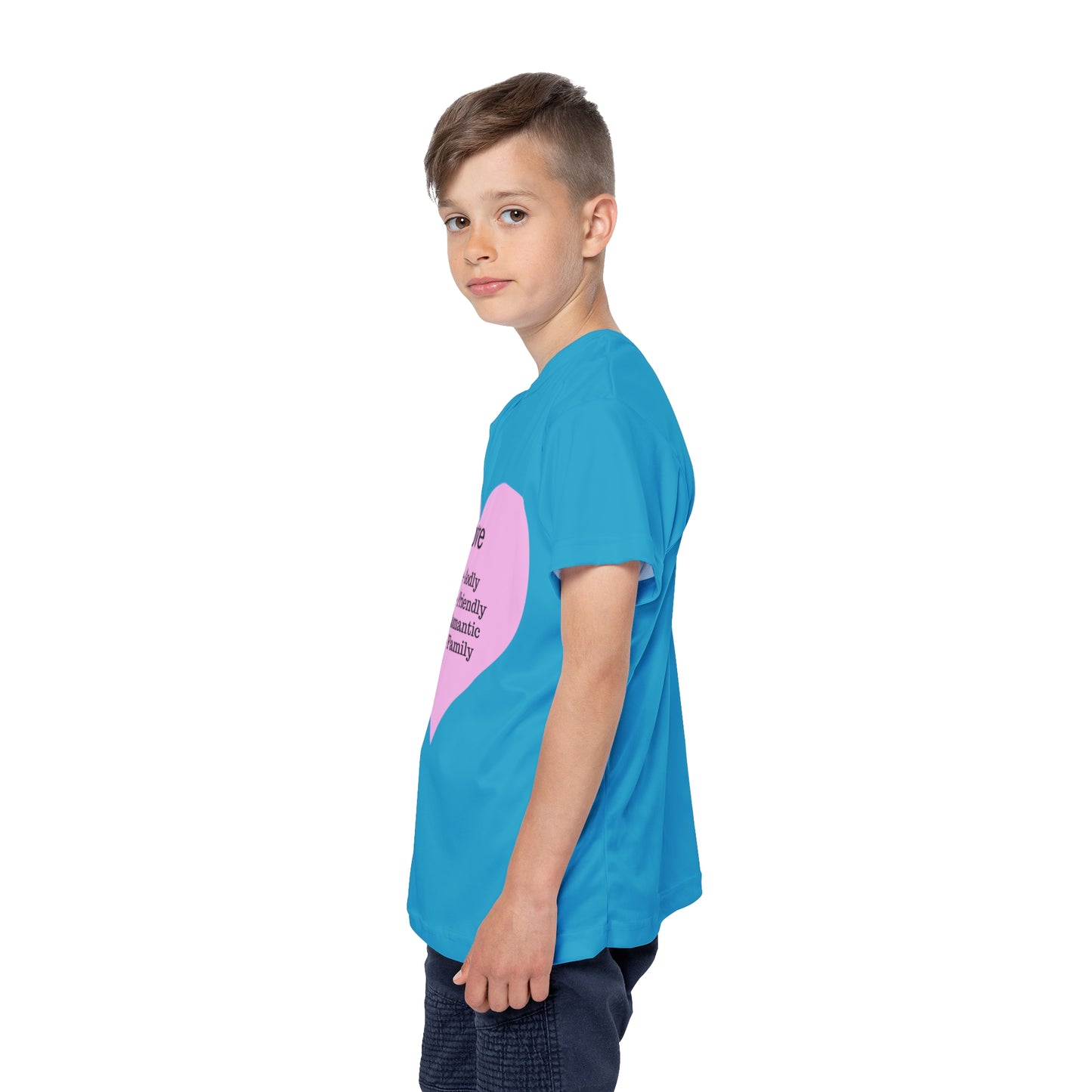 Types of Love Heart Kids Performance Jersey (Turquoise)
