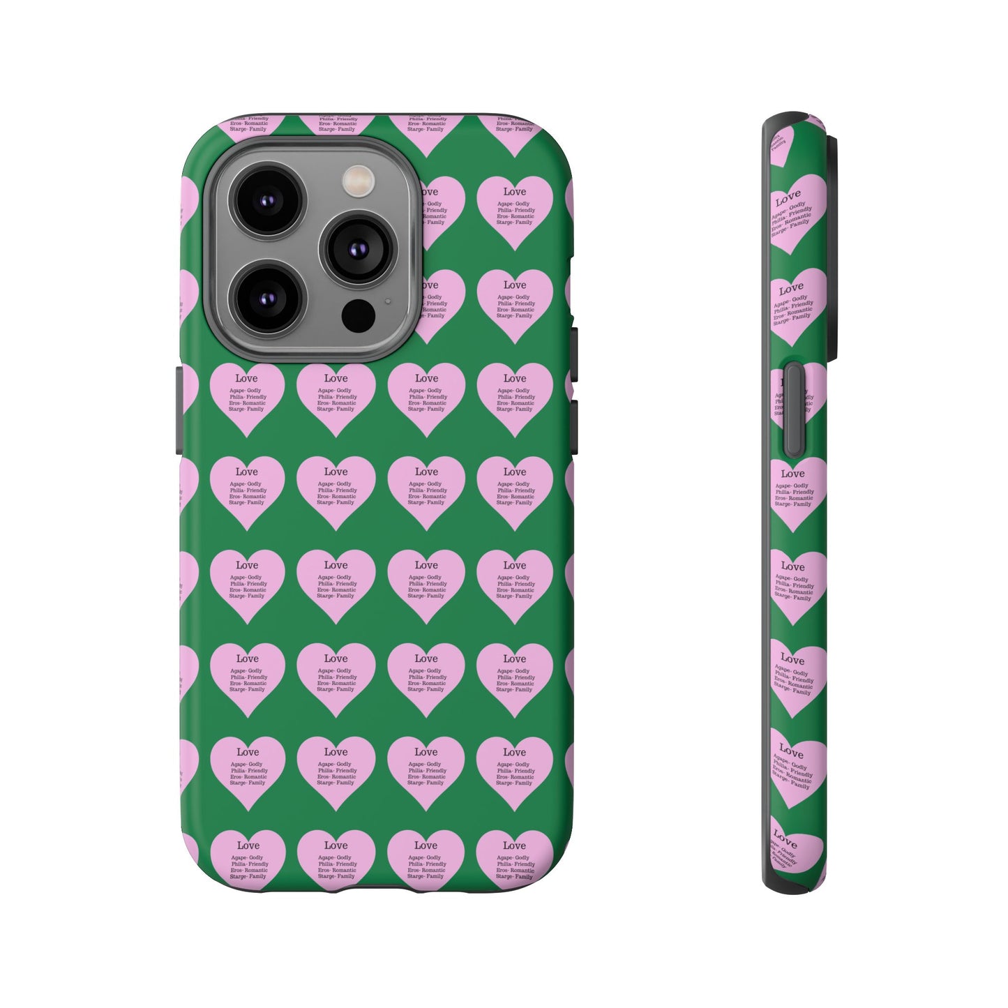 Hearts-A-Flutter Phone Case (iPhone, Google Pixel)(Dark green)