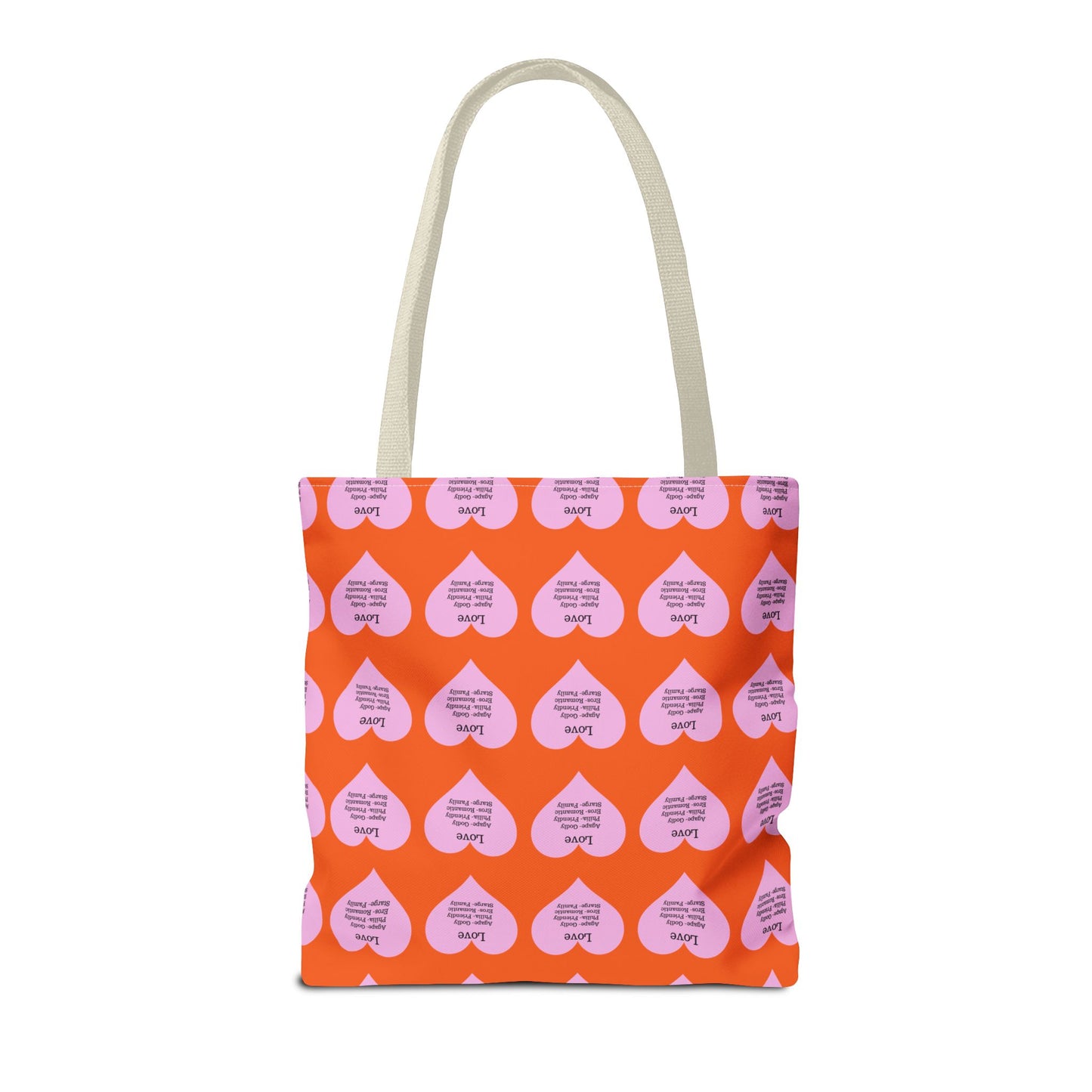 Pink Hearts Tote Bag (Orange)