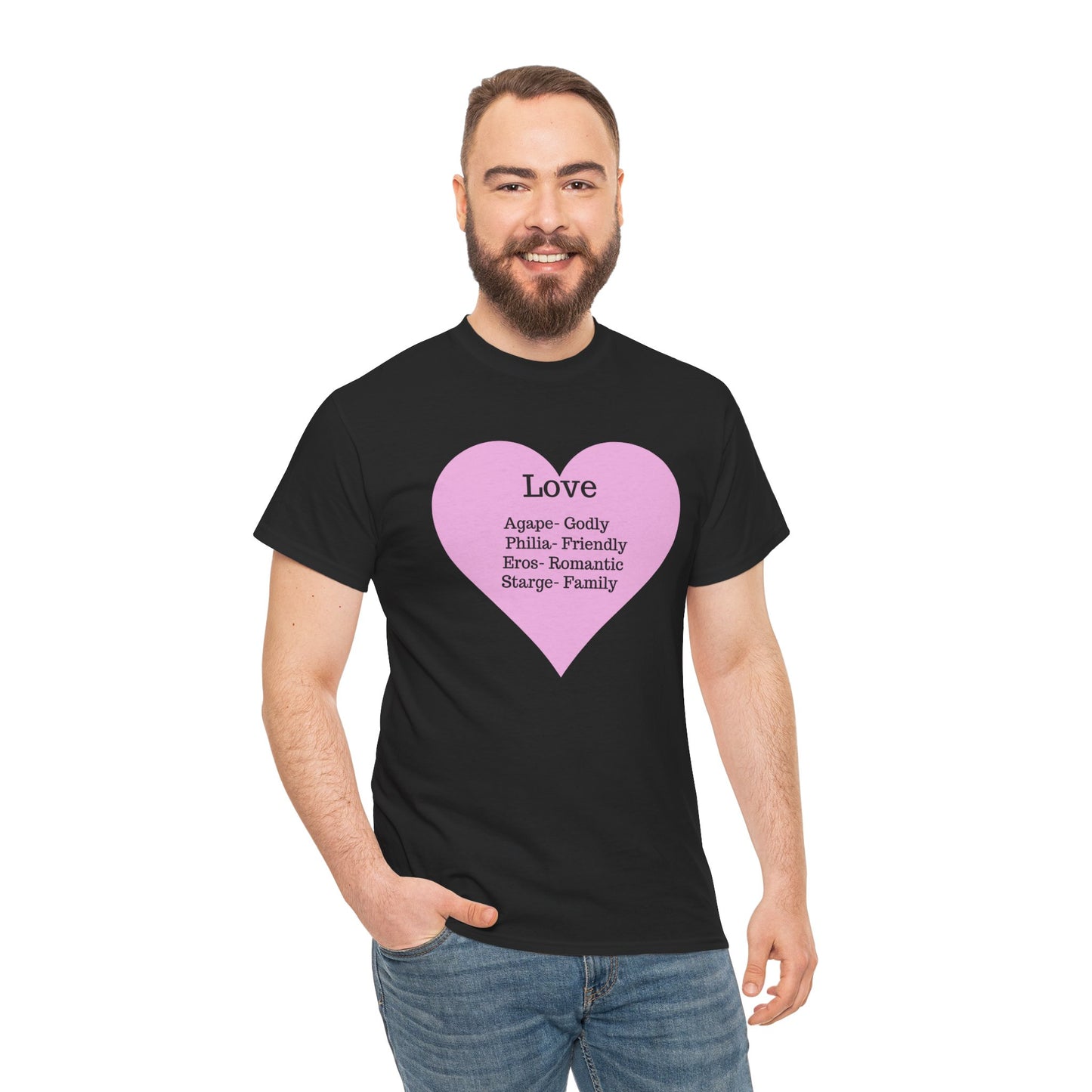 Unisex Love Heart Heavy Cotton T-Shirt - Comfortable Classic Fit Apparel