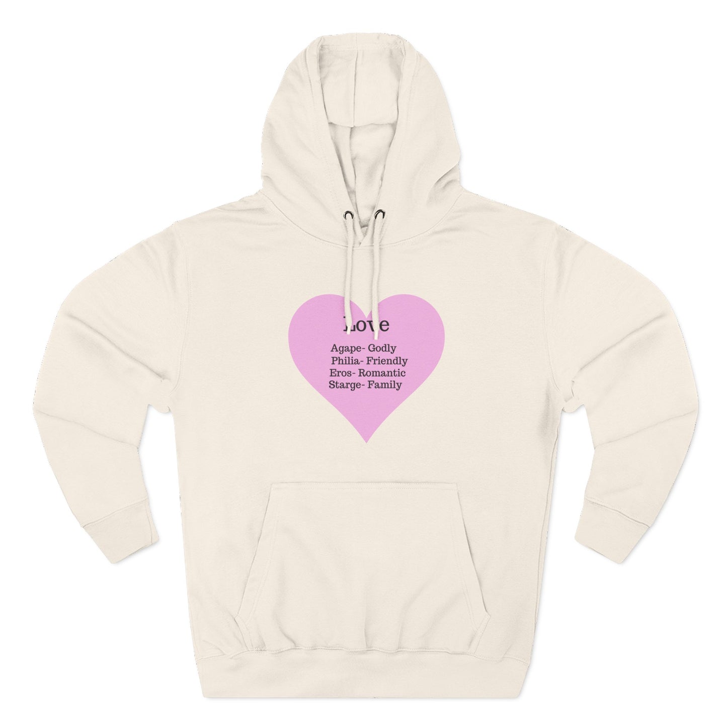 Cozy Heartfelt Love Fleece Hoodie | Soft Three-Panel Everyday Comfort
