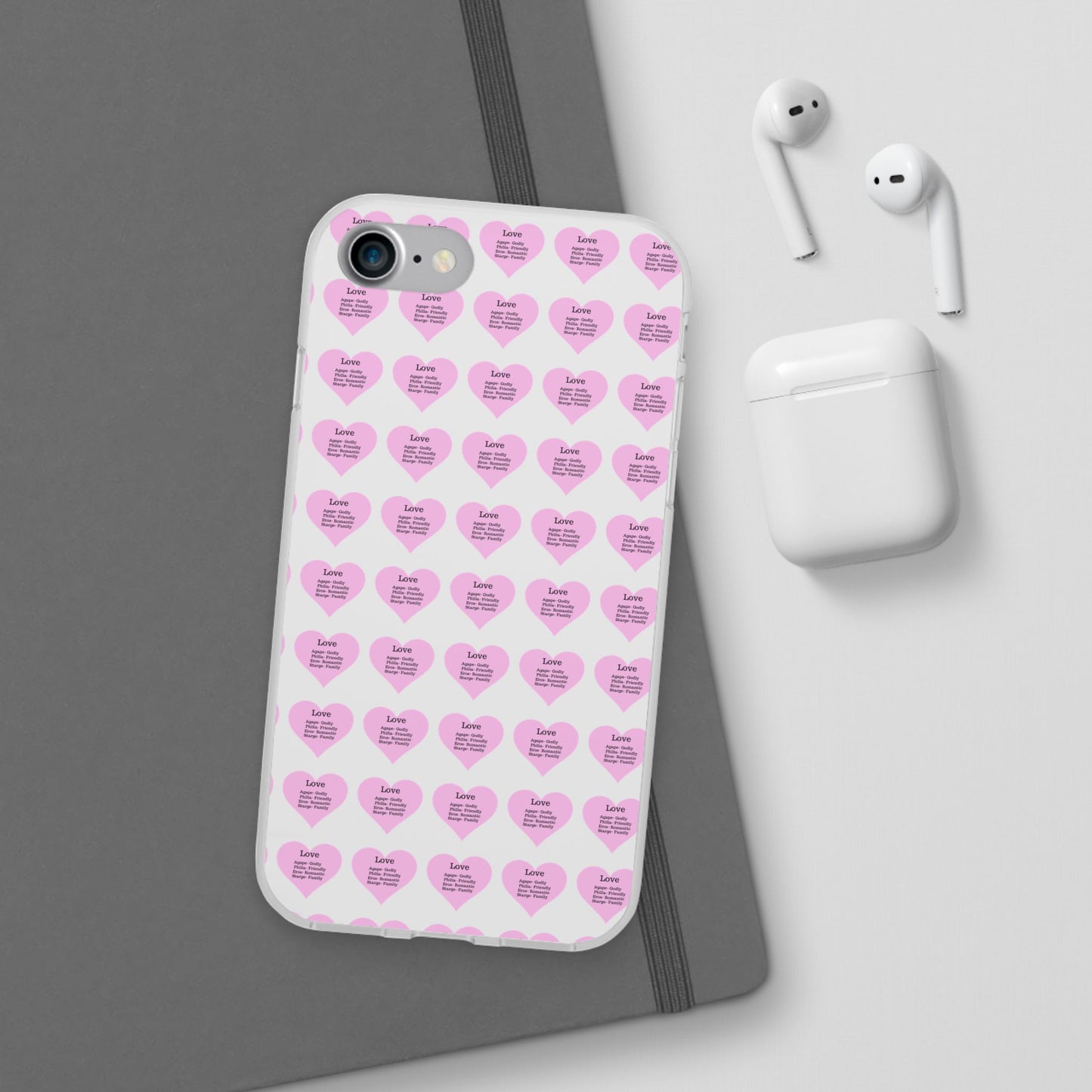 Pink Hearts Transparent Phone Case