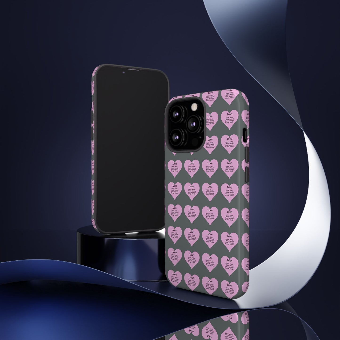 Hearts-A-Flutter Phone Case (iPhone, Google Pixel)(Dark grey)