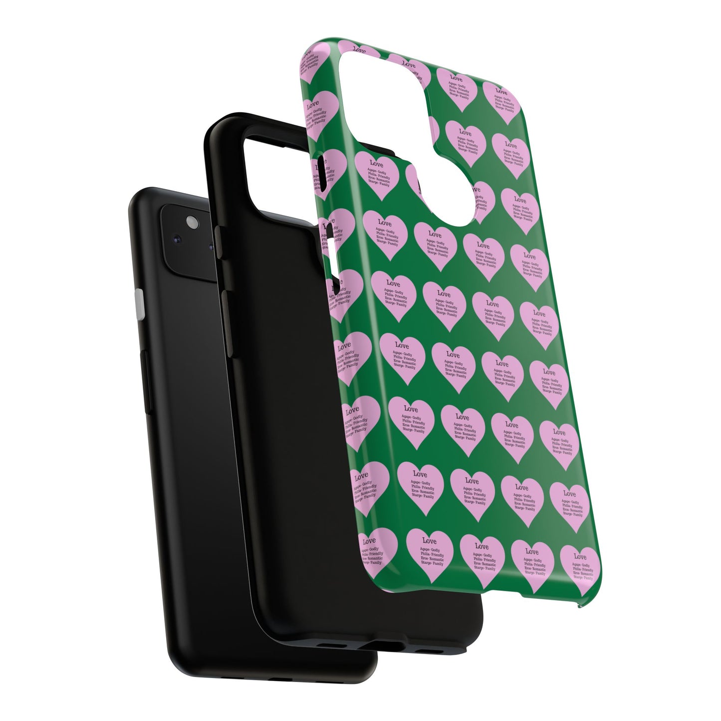 Hearts-A-Flutter Phone Case (iPhone, Google Pixel)(Dark green)