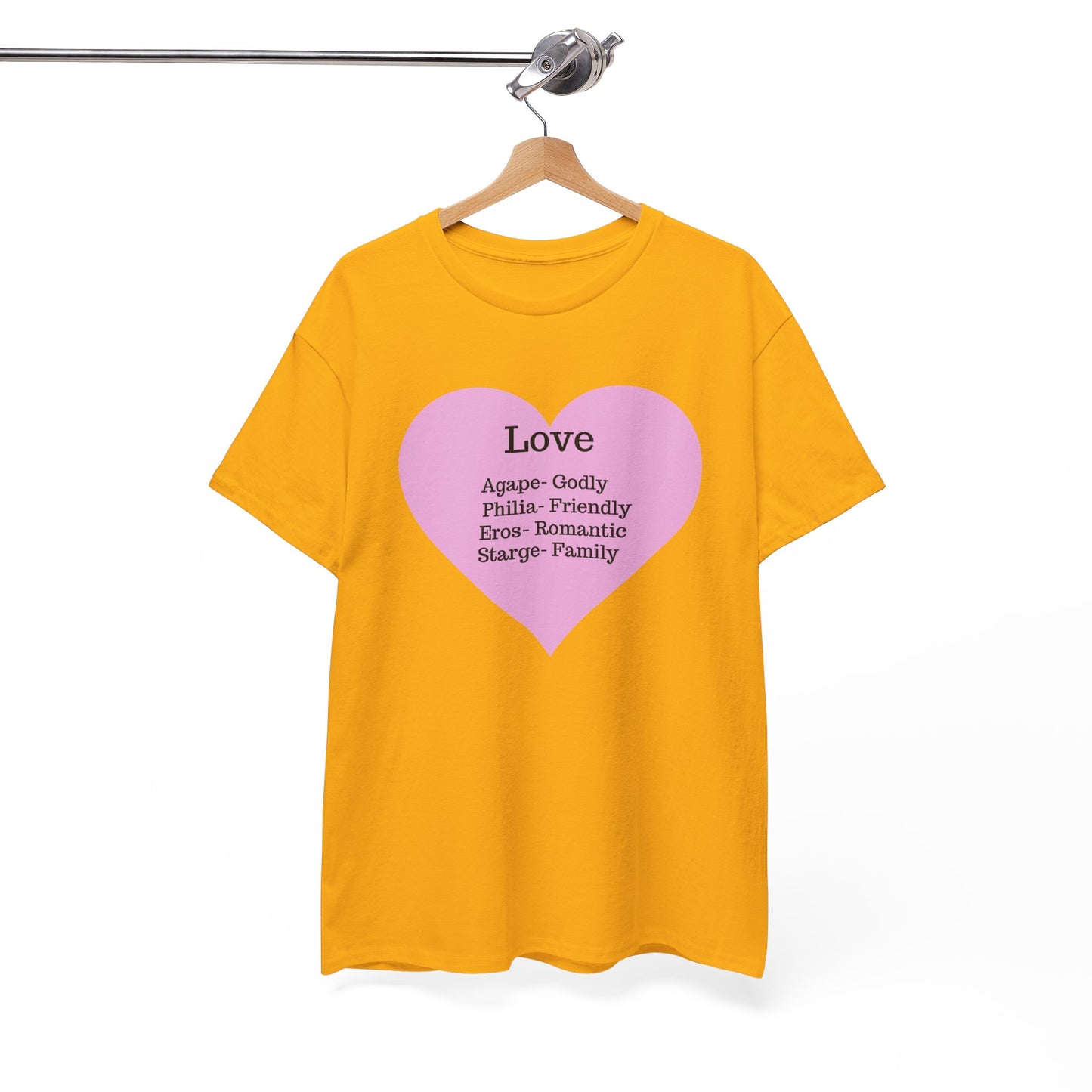 Unisex Love Heart Heavy Cotton T-Shirt - Comfortable Classic Fit Apparel