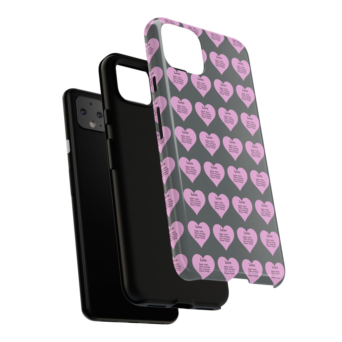 Hearts-A-Flutter Phone Case (iPhone, Google Pixel)(Dark grey)