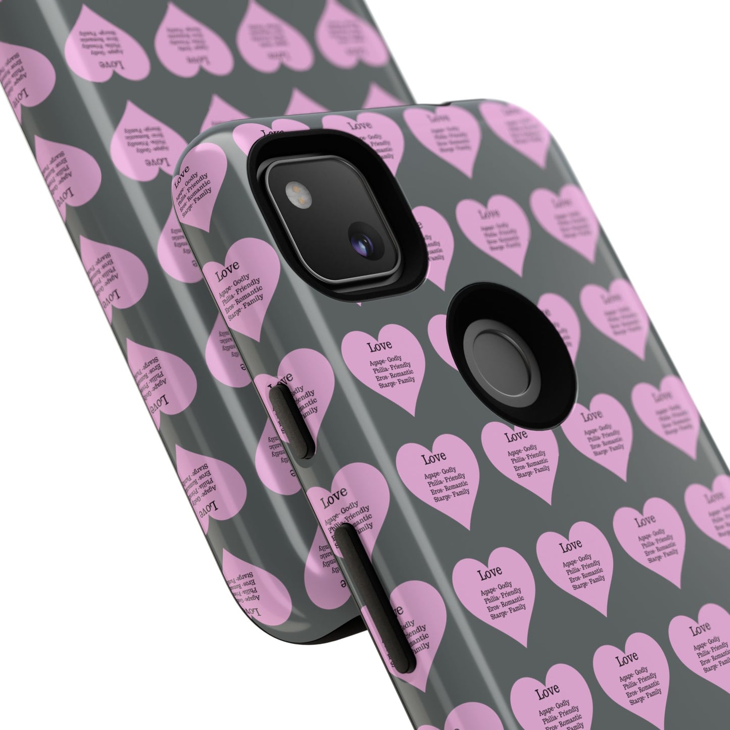 Hearts-A-Flutter Phone Case (iPhone, Google Pixel)(Dark grey)