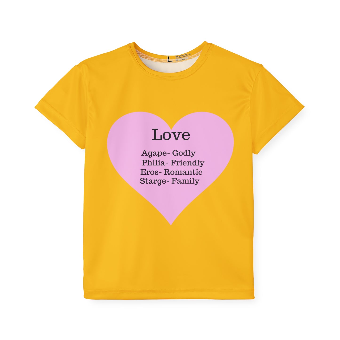 Types of Love Heart Kids Performance Jersey (Yellow)