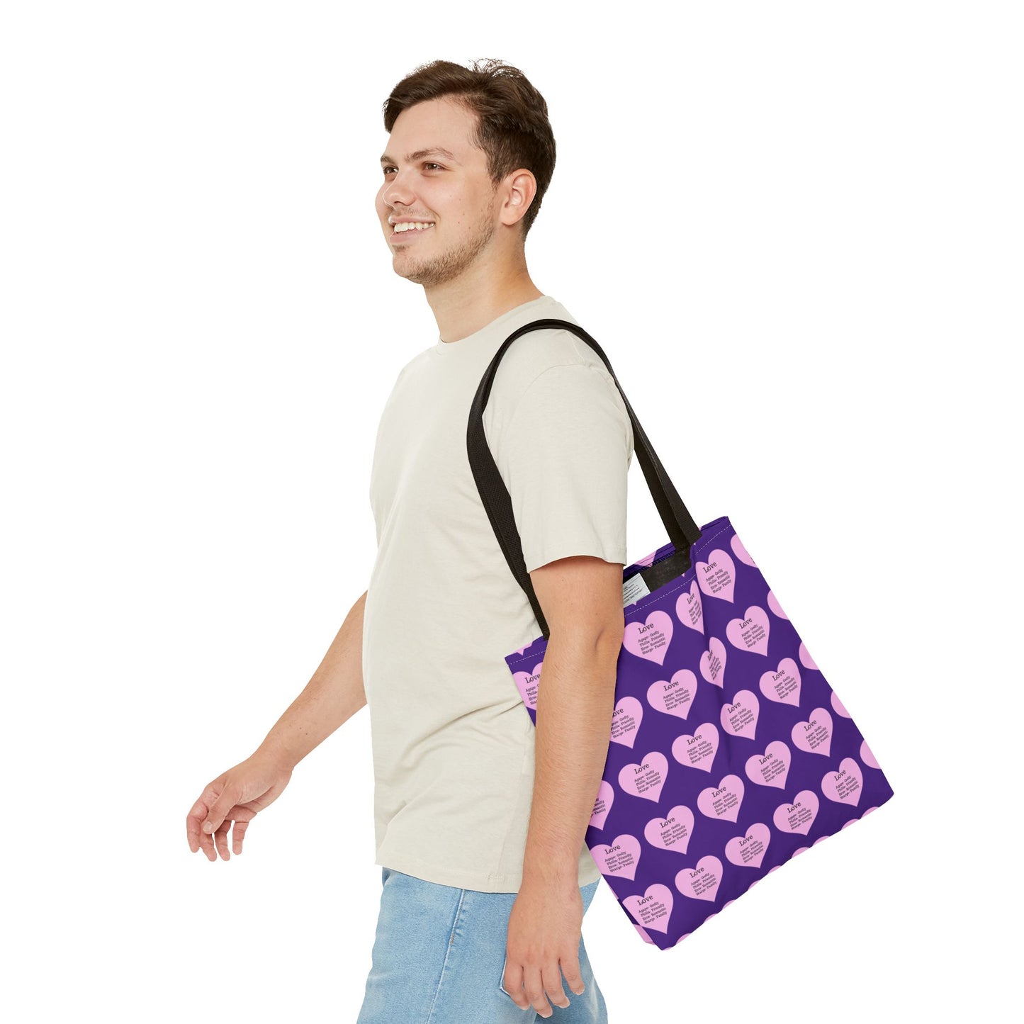 Pink Hearts Tote Bag (Purple)