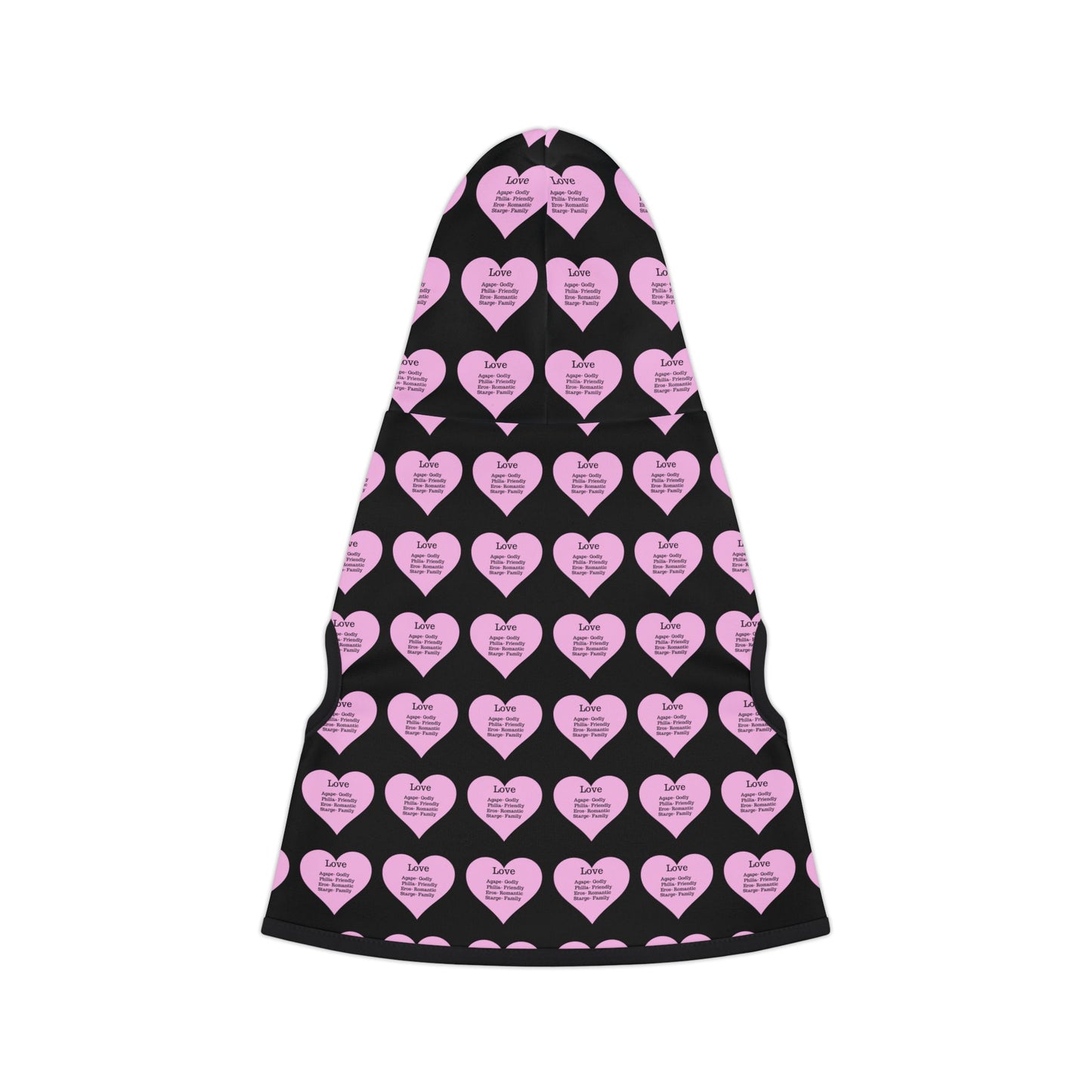 Charming Heart Pet Hoodie Pattern (Black)
