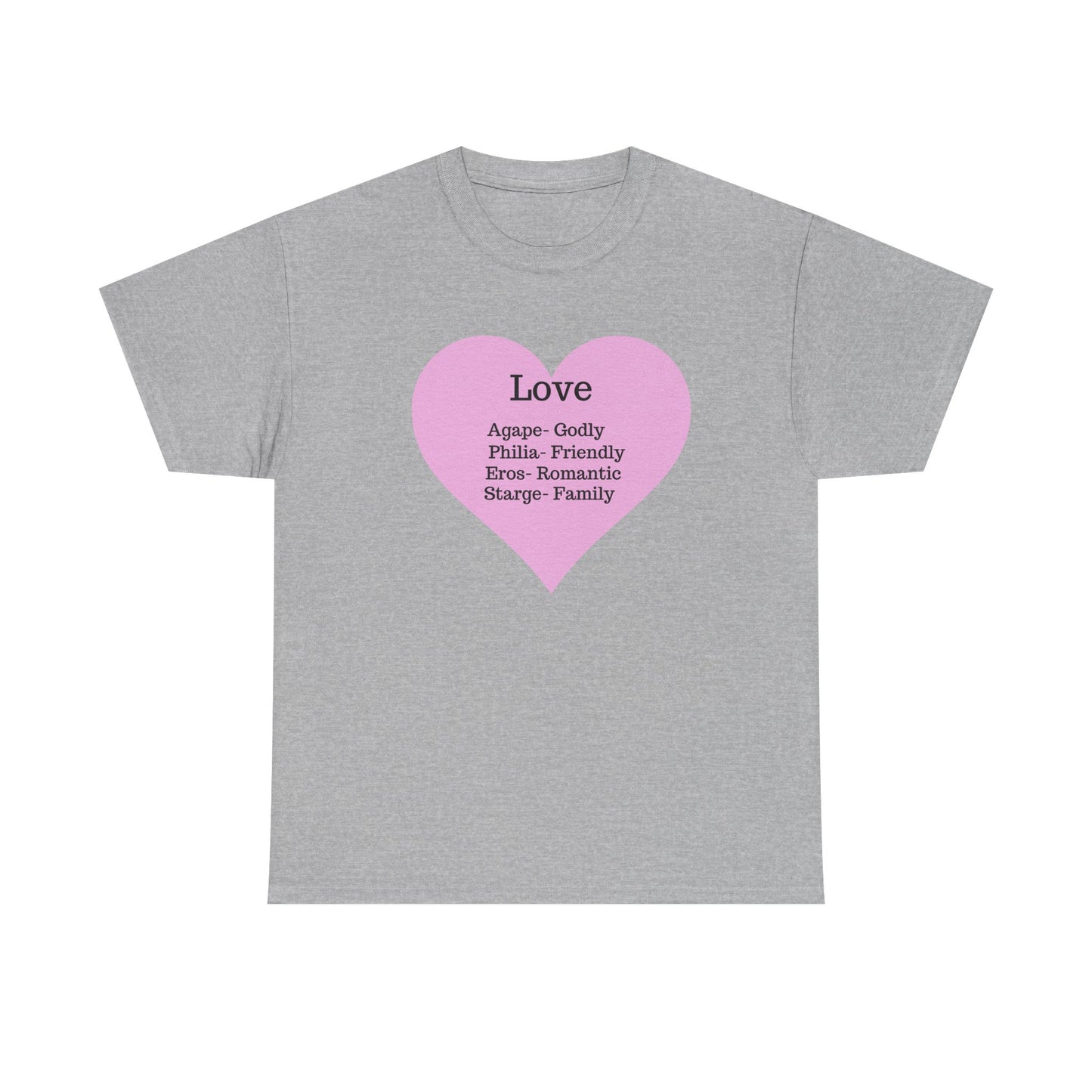 Unisex Love Heart Heavy Cotton T-Shirt - Comfortable Classic Fit Apparel