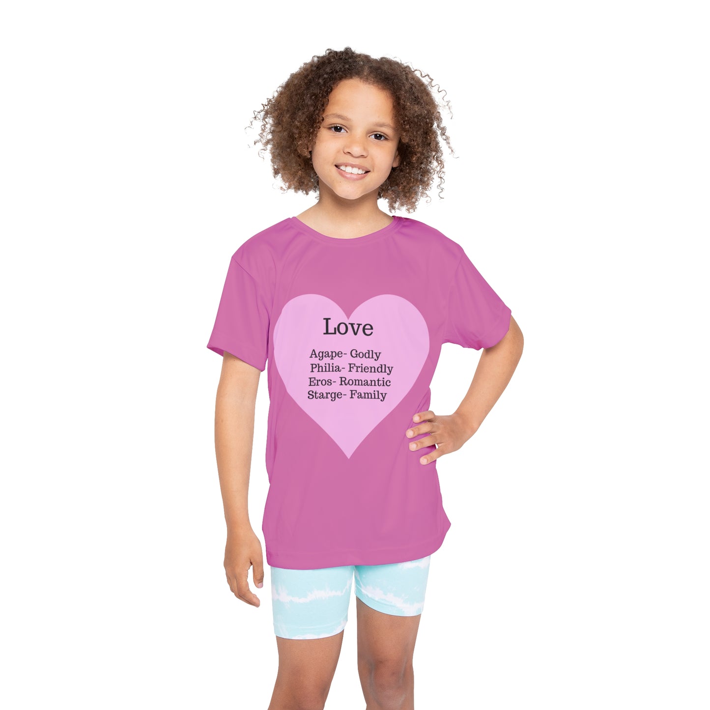 Types of Love Heart Kids Performance Jersey (Light pink)