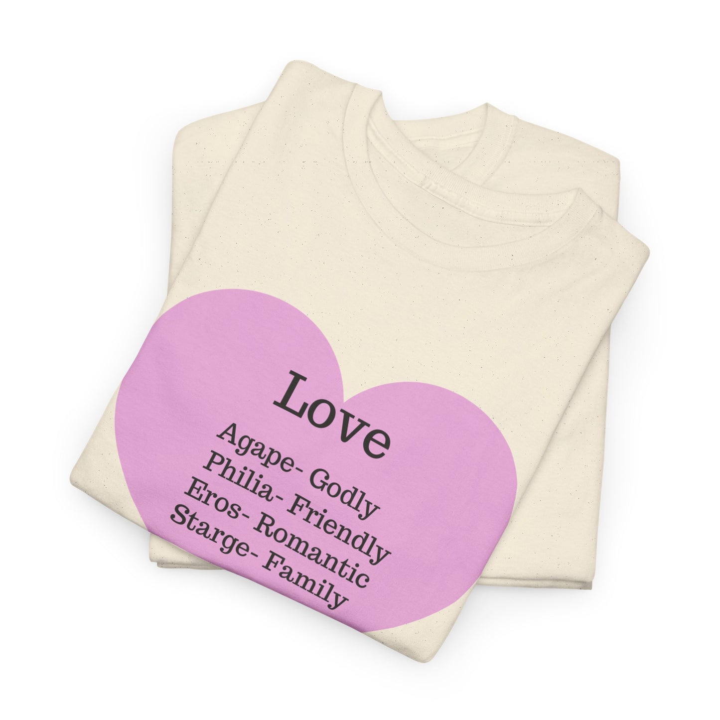 Unisex Love Heart Heavy Cotton T-Shirt - Comfortable Classic Fit Apparel