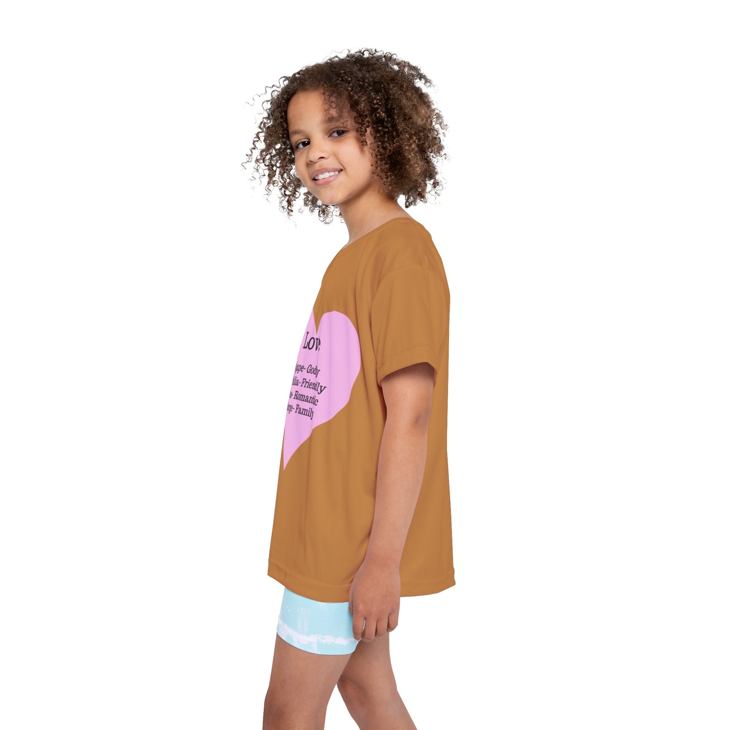 Types of Love Heart Kids Performance Jersey (Light Brown)