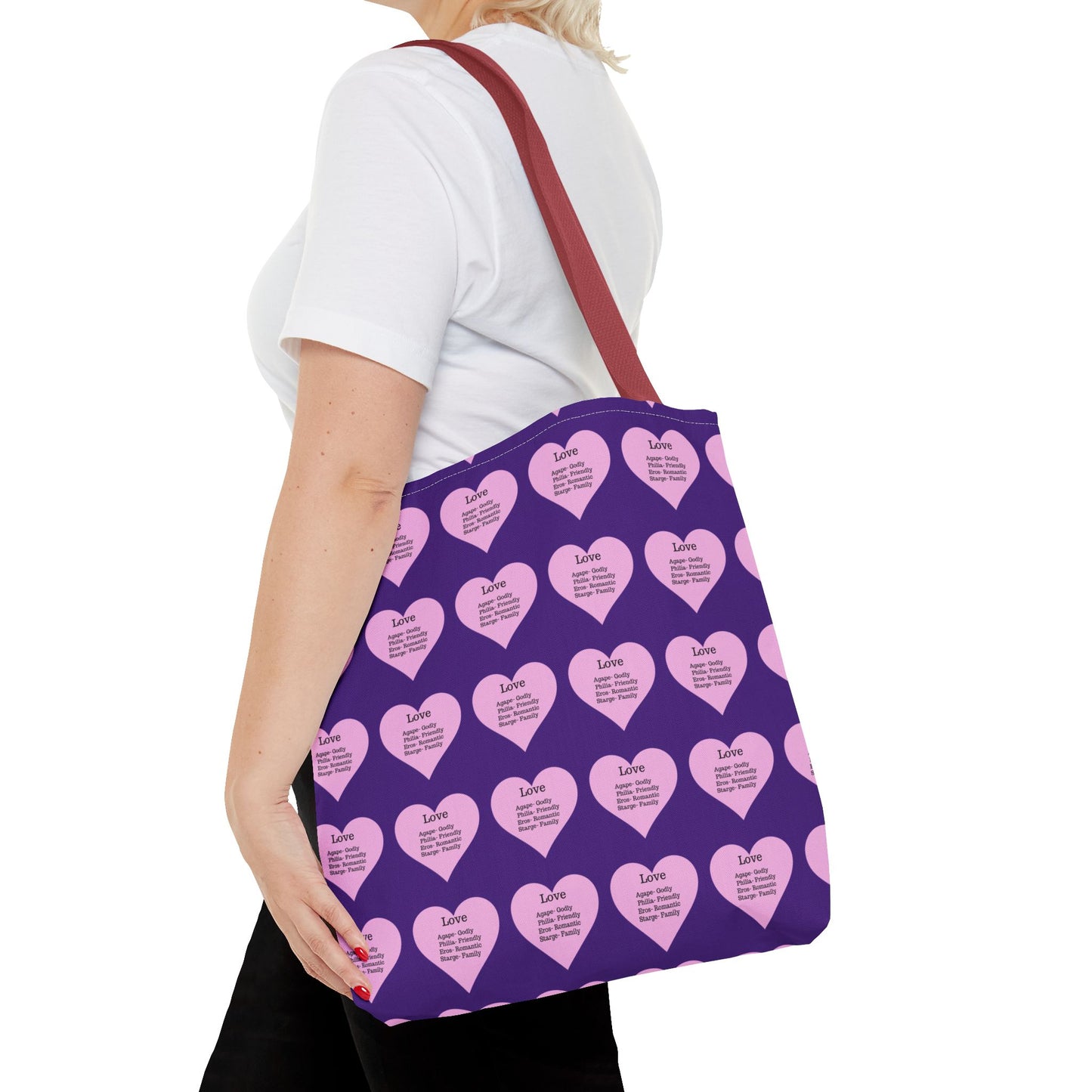 Pink Hearts Tote Bag (Purple)