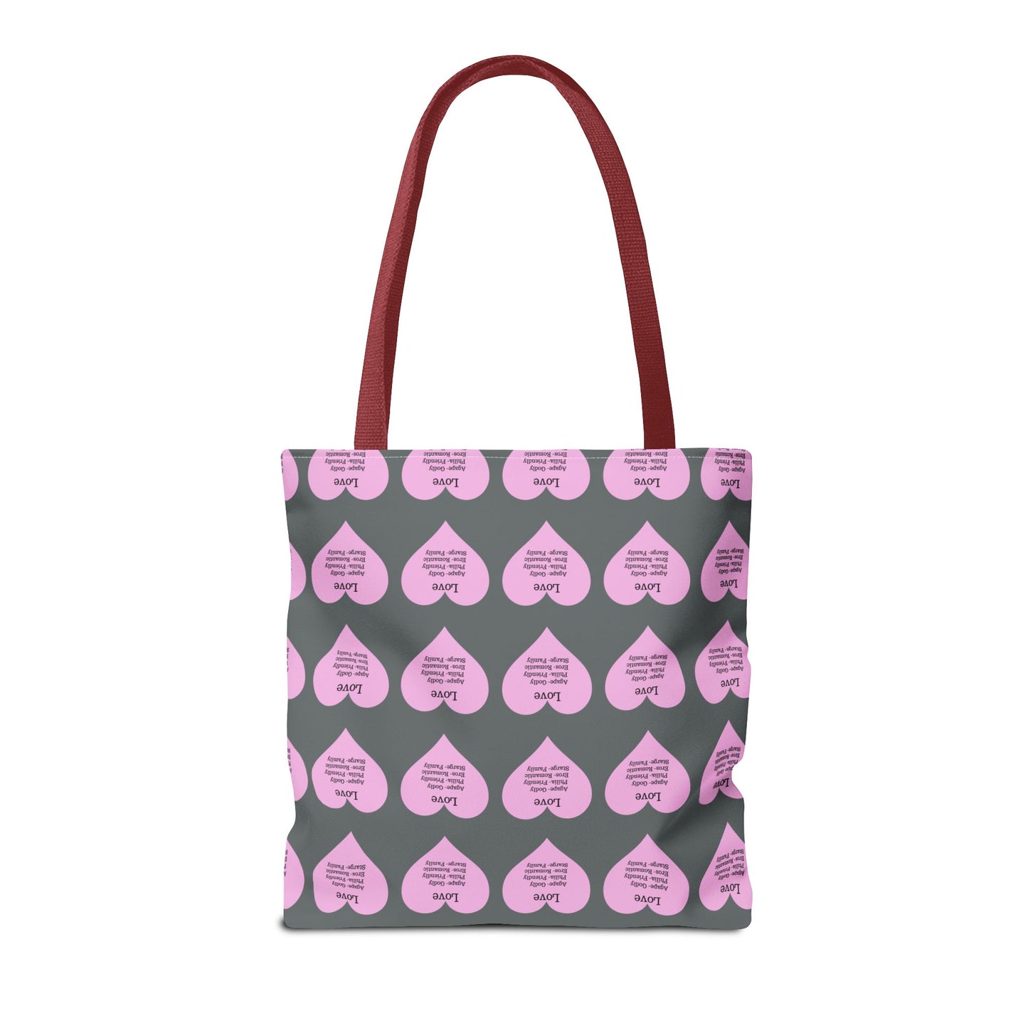 Pink Hearts Tote Bag (Dark grey)