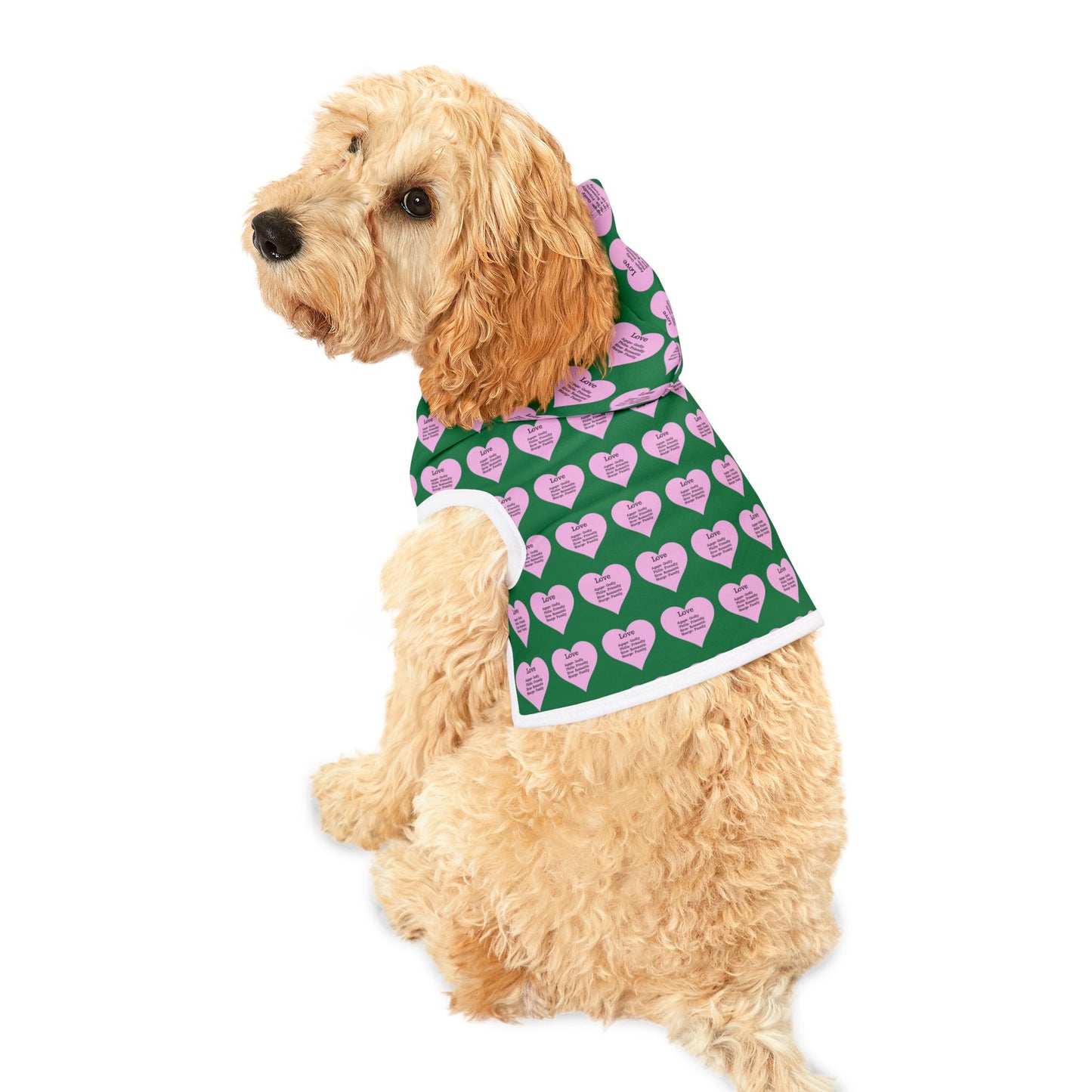 Charming Heart Pet Hoodie Pattern (Dark green)