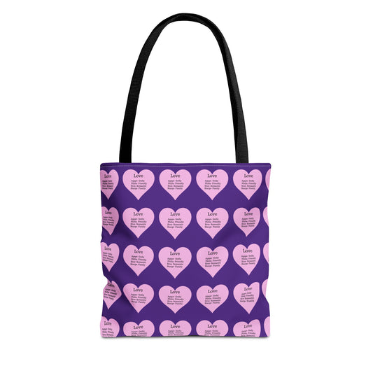 Pink Hearts Tote Bag (Purple)