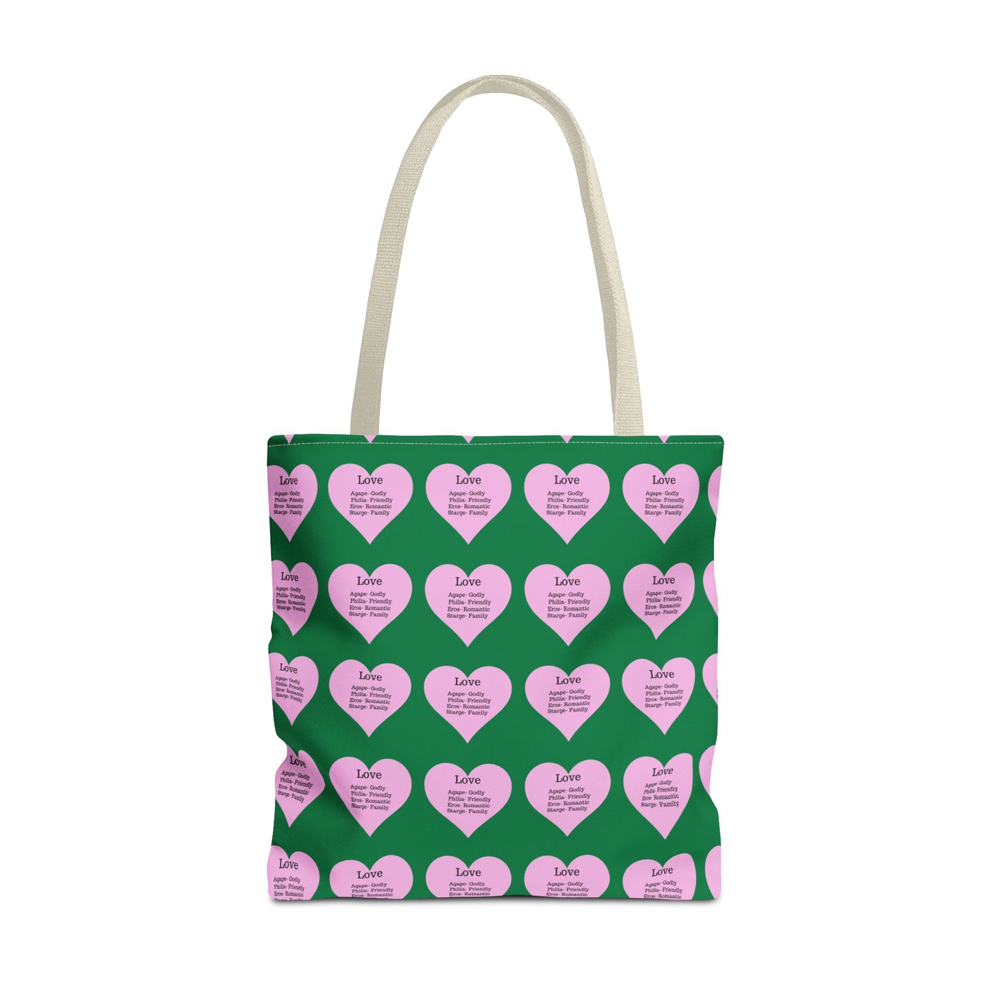 Pink Hearts Tote Bag (Dark green)