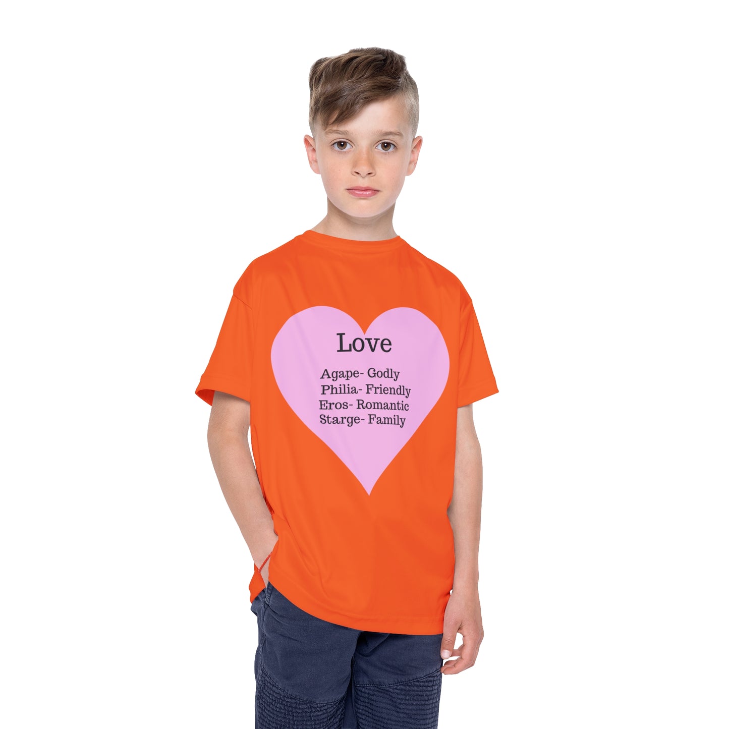 Types of Love Heart Kids Performance Jersey (Orange)