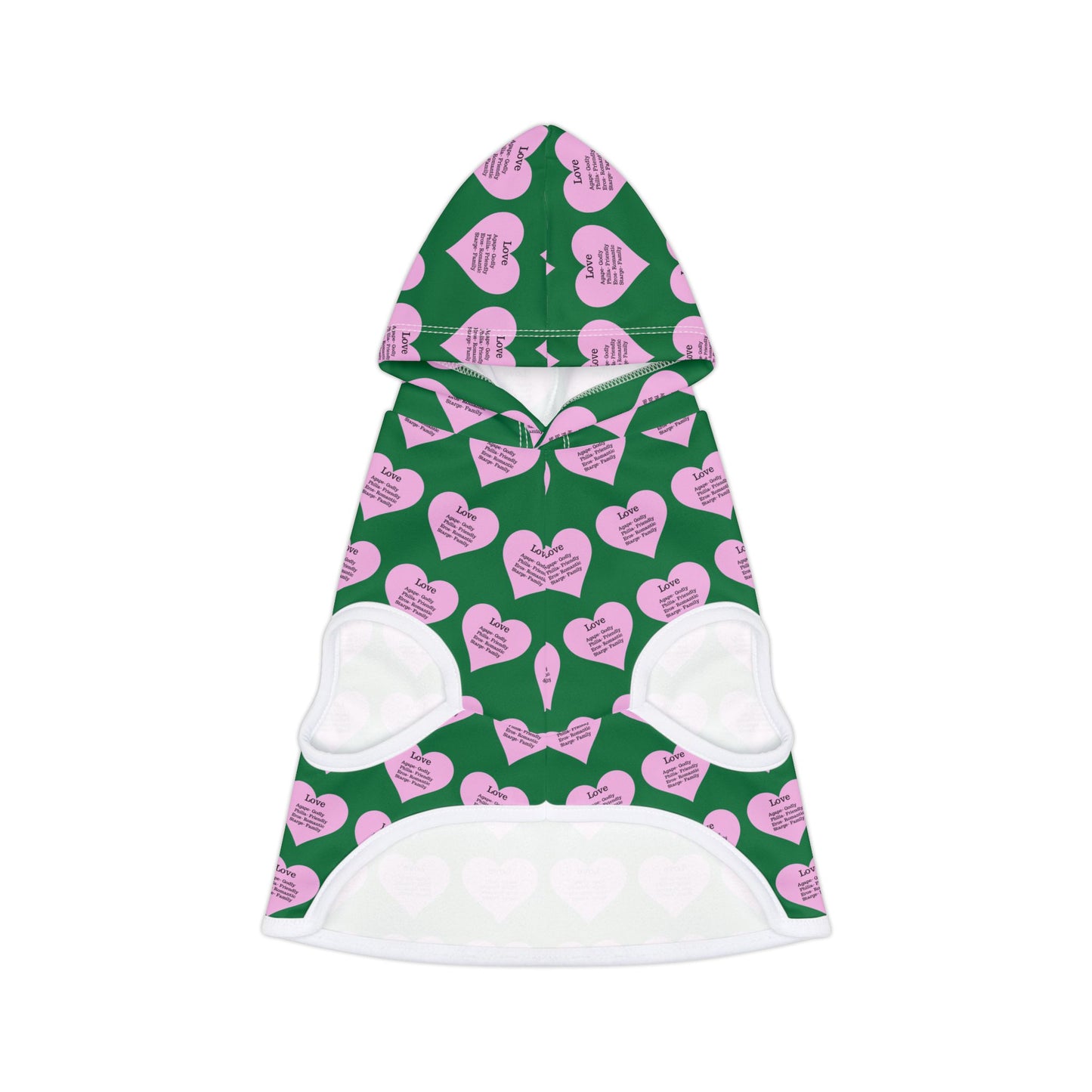 Charming Heart Pet Hoodie Pattern (Dark green)