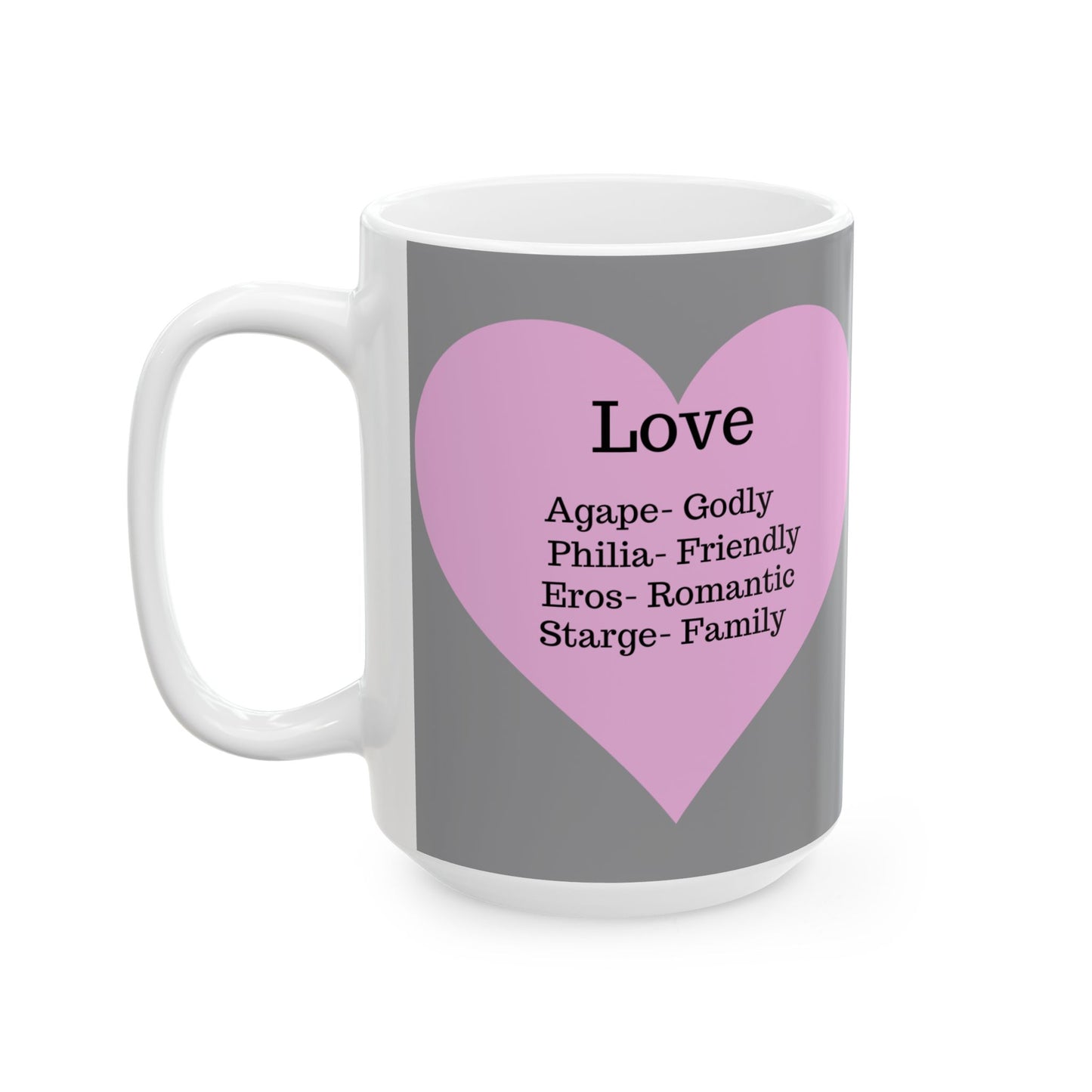 Charming Heart Ceramic Coffee Mug (Grey)